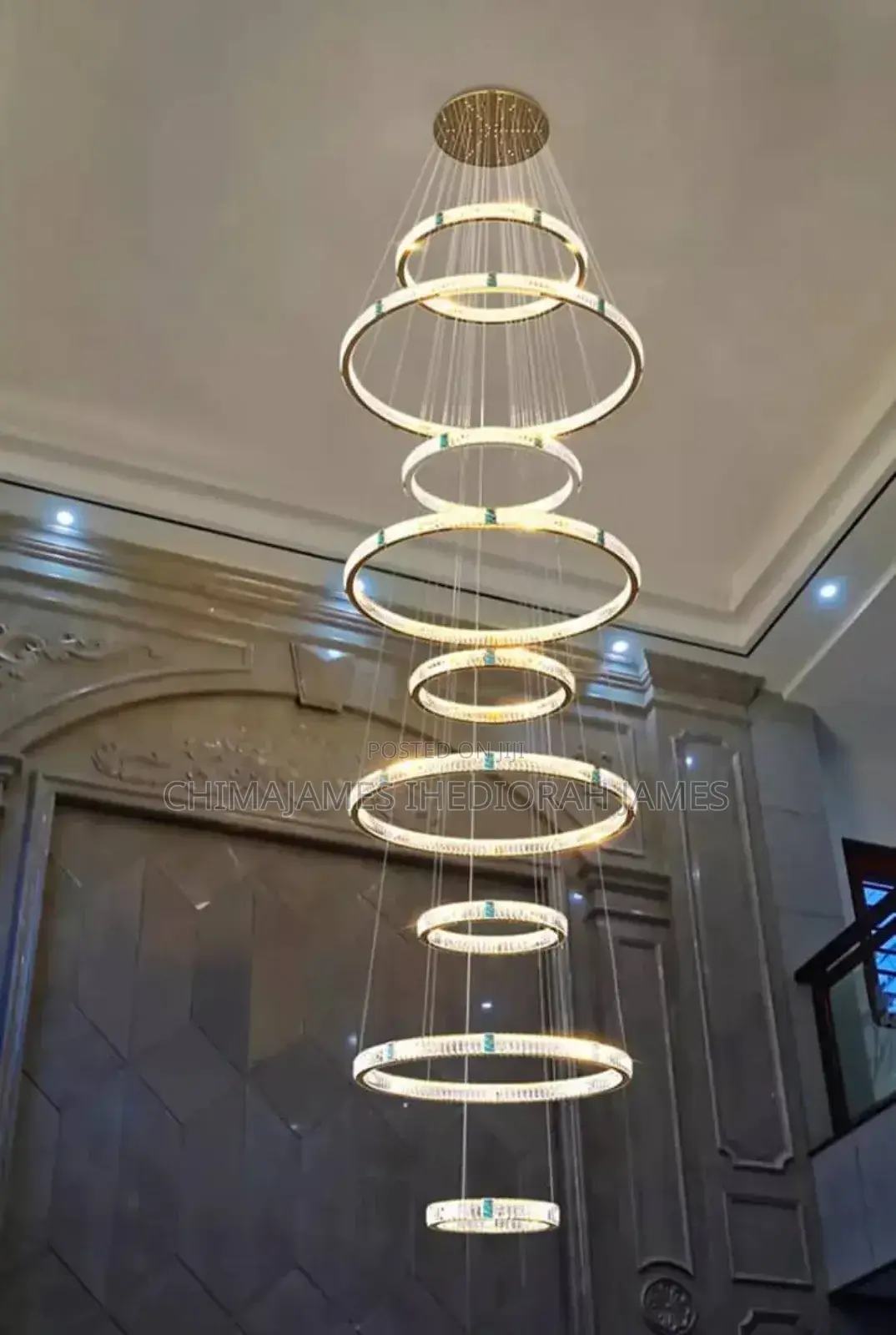 Duplex Villa Hollow Crystal Chandelier Rotating Staircase