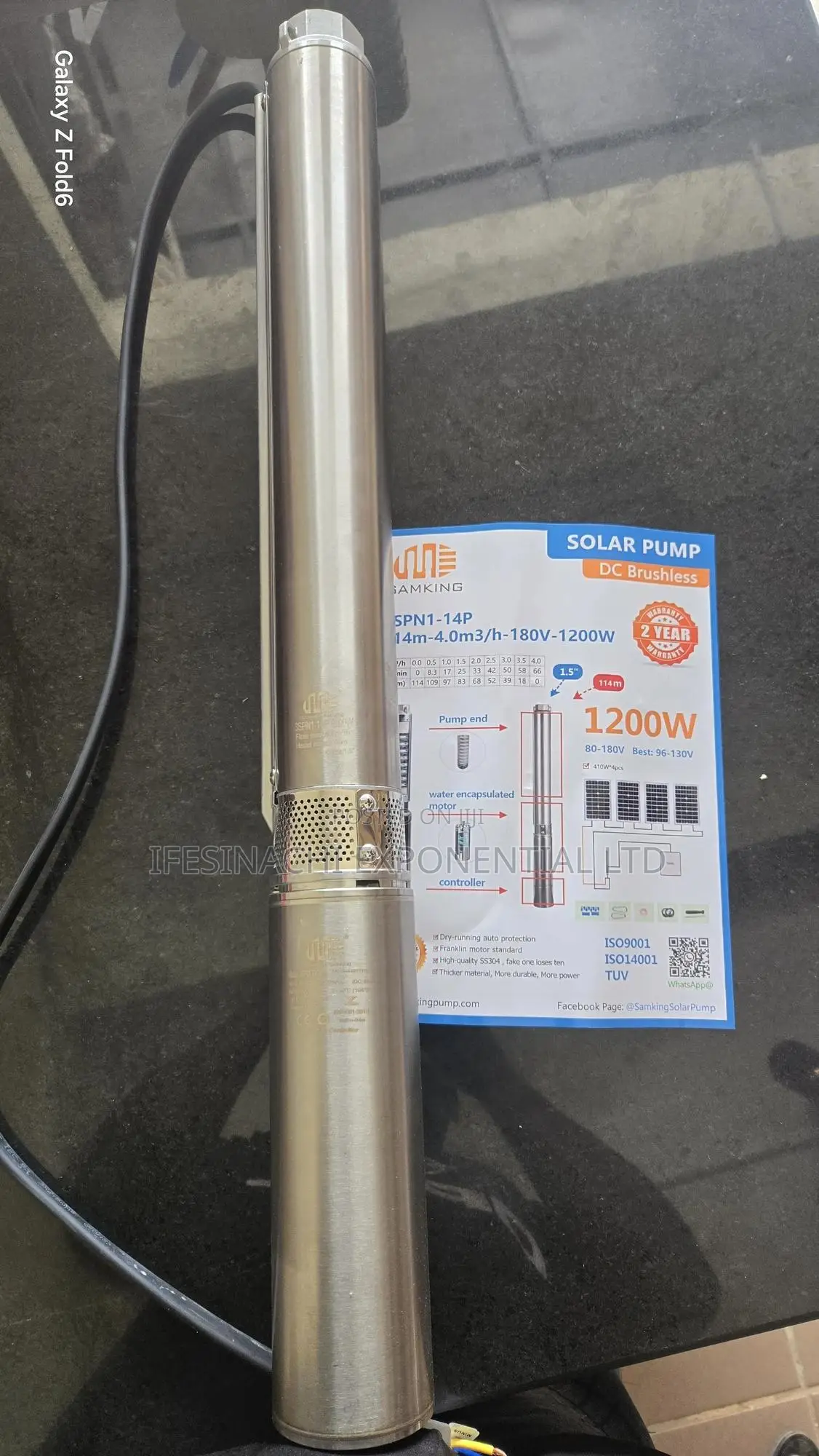 1,200 Wats Samking Dc Solar Submersible Pump