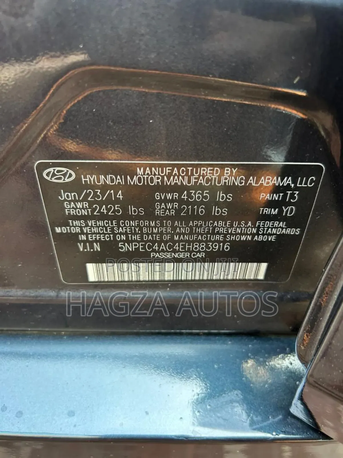 Hyundai Sonata Limited PZEV 4dr Sedan (2.4L 4cyl 6A) 2014 Black