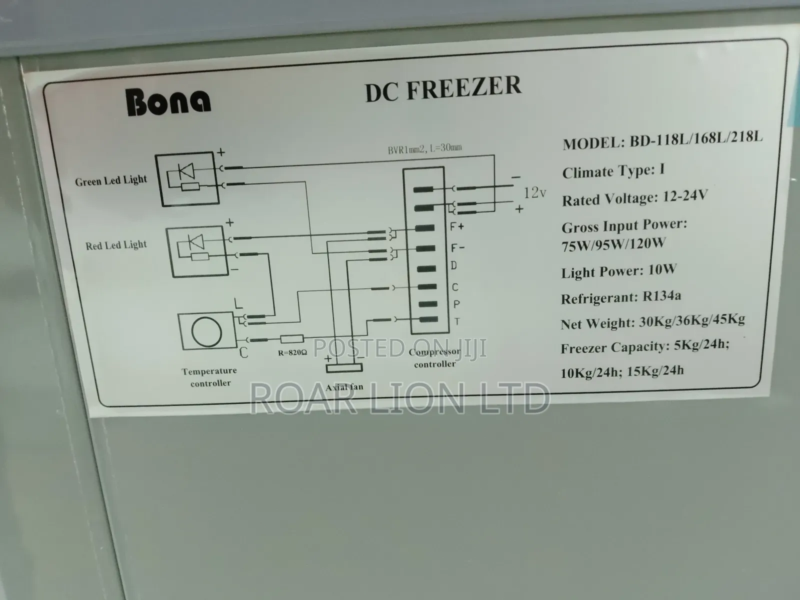 168l Bona Solar Freezer