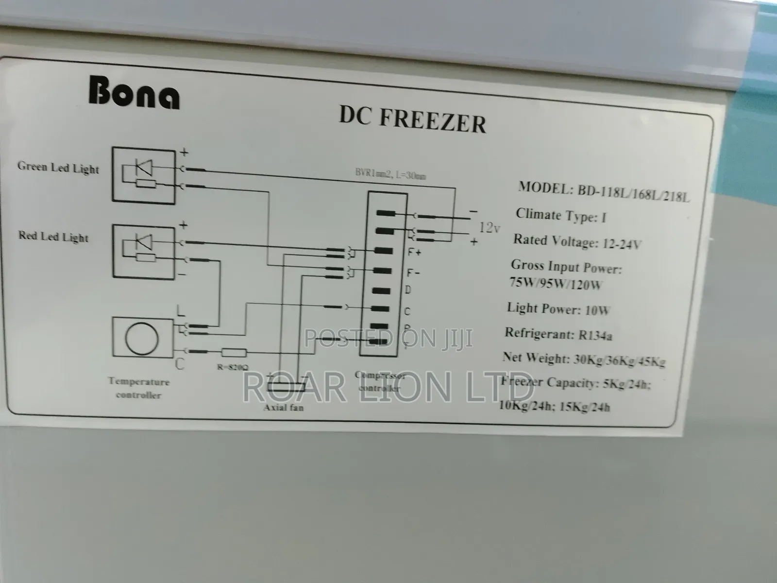 168l Bona Solar Freezer