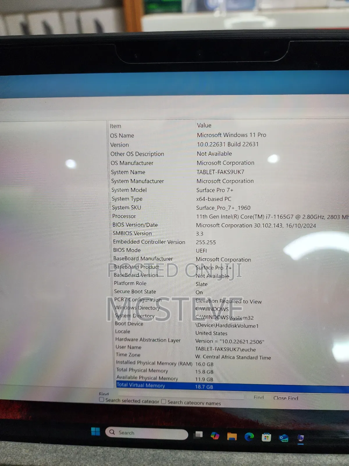 Laptop Microsoft Surface Pro 7+ 16GB Intel Core I7 SSD 512GB