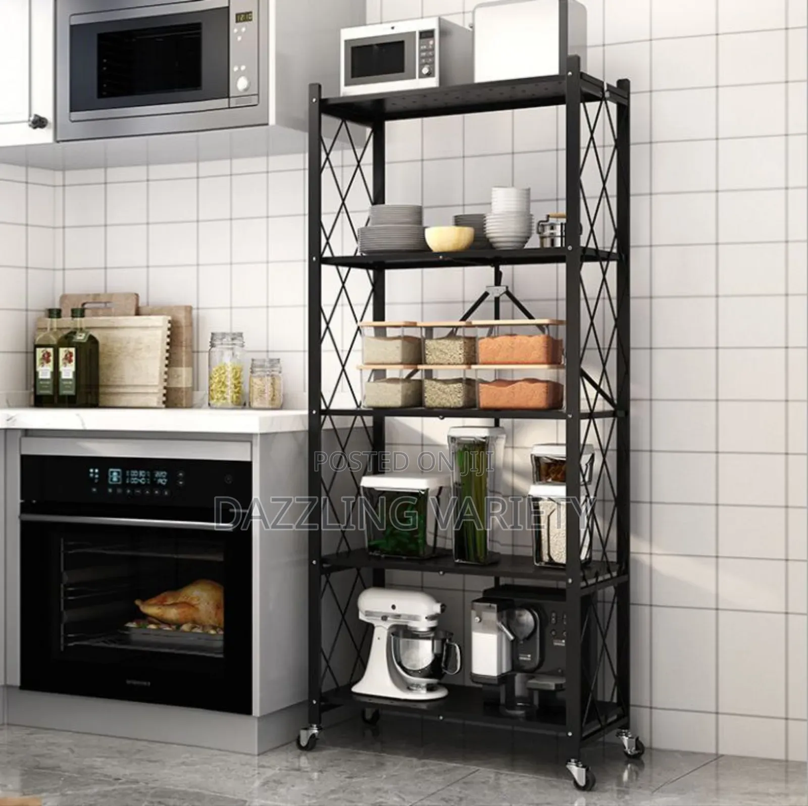 5 Layers Foldable Kitchen Strong Metal Storage Rack