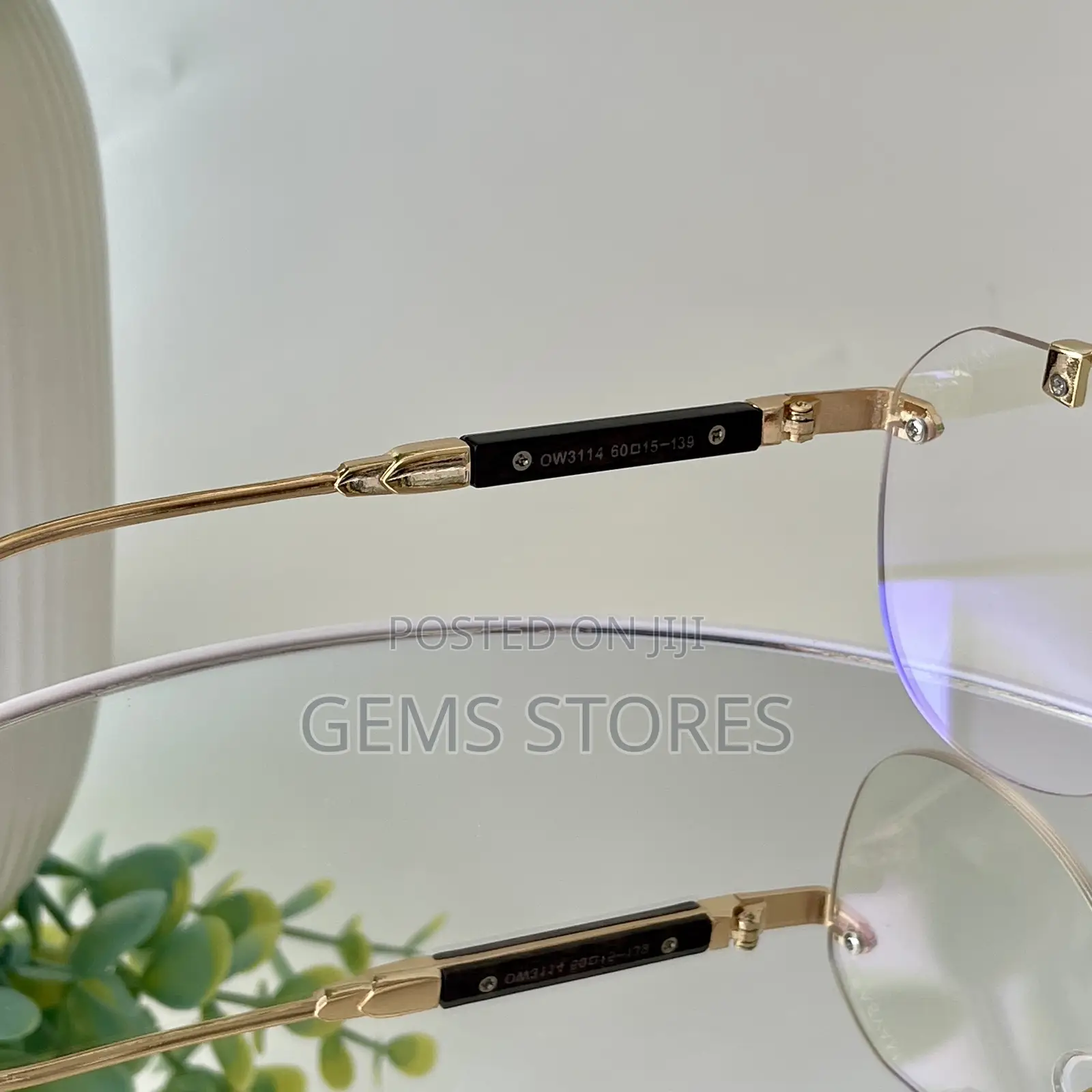 Stylish Rimless Glasses With Gold Wood Detail - Unisex