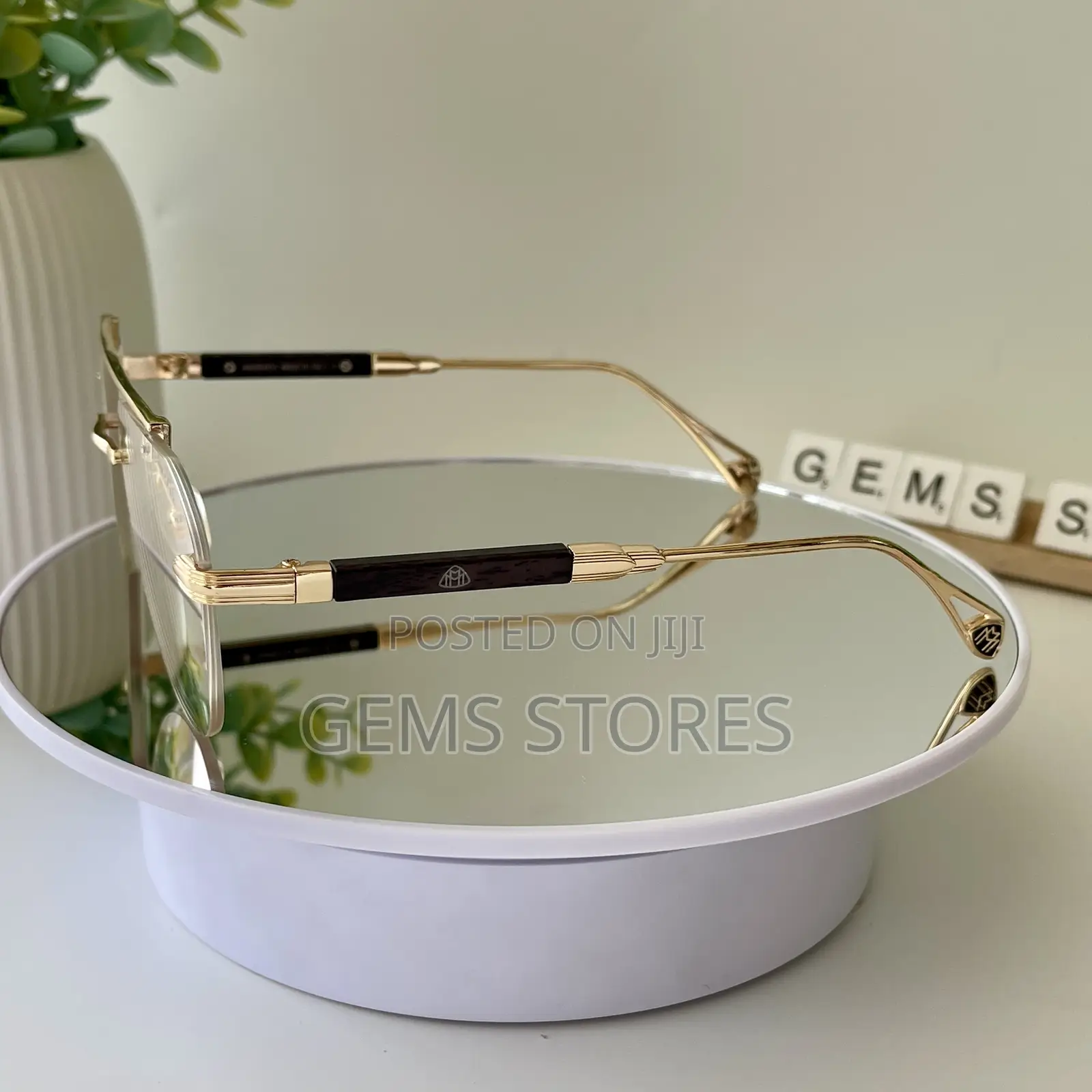 Stylish Rimless Glasses With Gold Wood Detail - Unisex