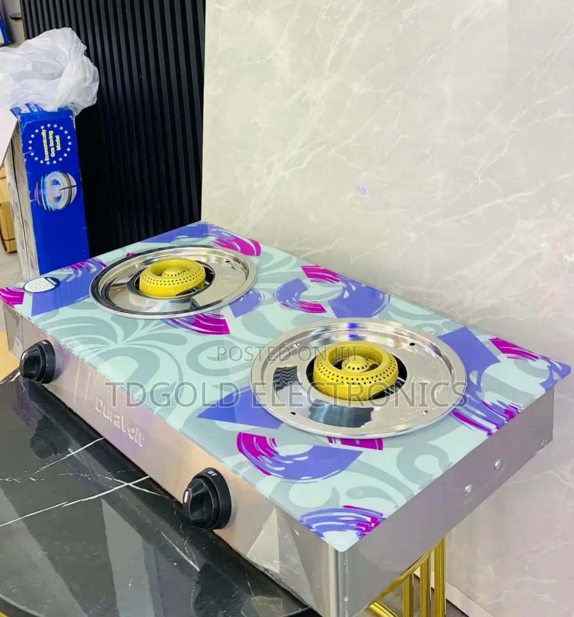 Duravolt Table Top Glass Gas Cooker 2 Burner