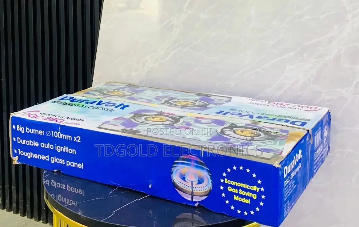 Duravolt Table Top Glass Gas Cooker 2 Burner