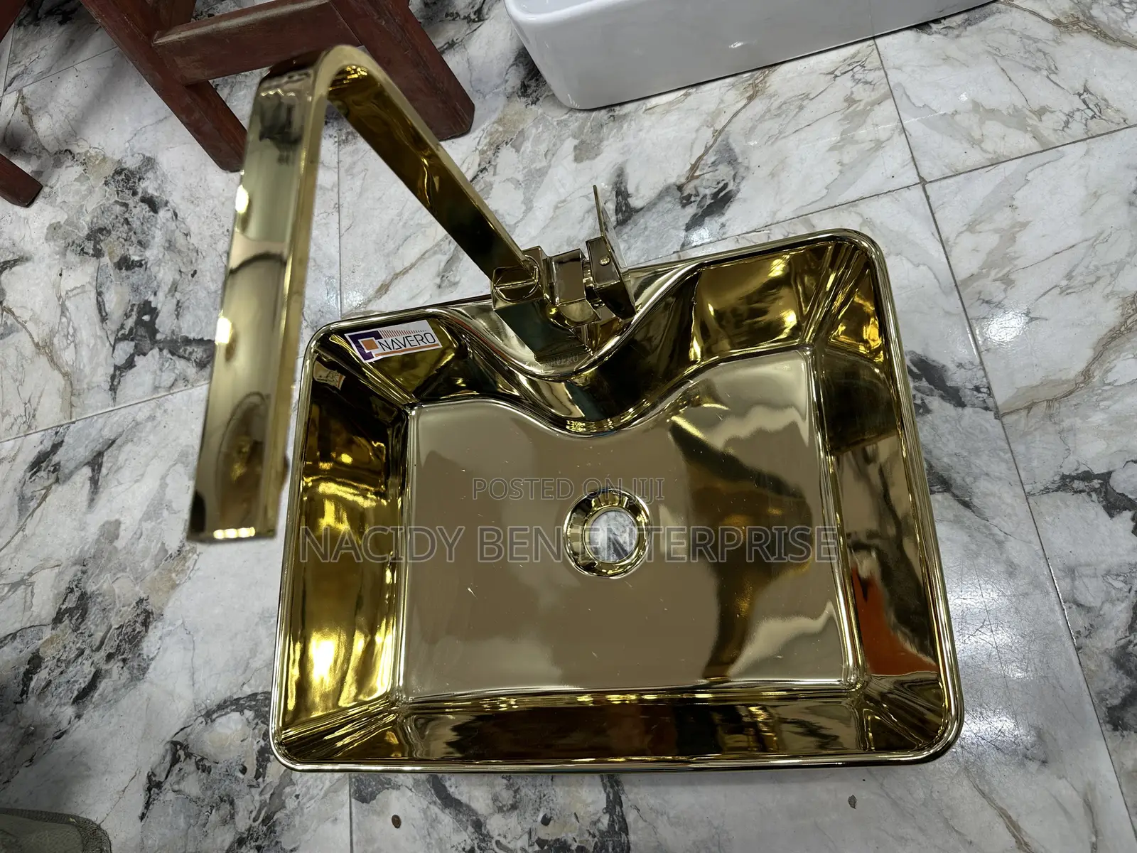 Gold Countertop Basin With Gold Mixer