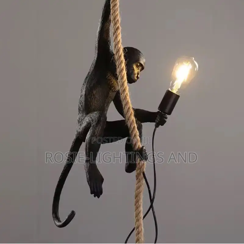 Modern Retro Monkey Pendant Light (Black)