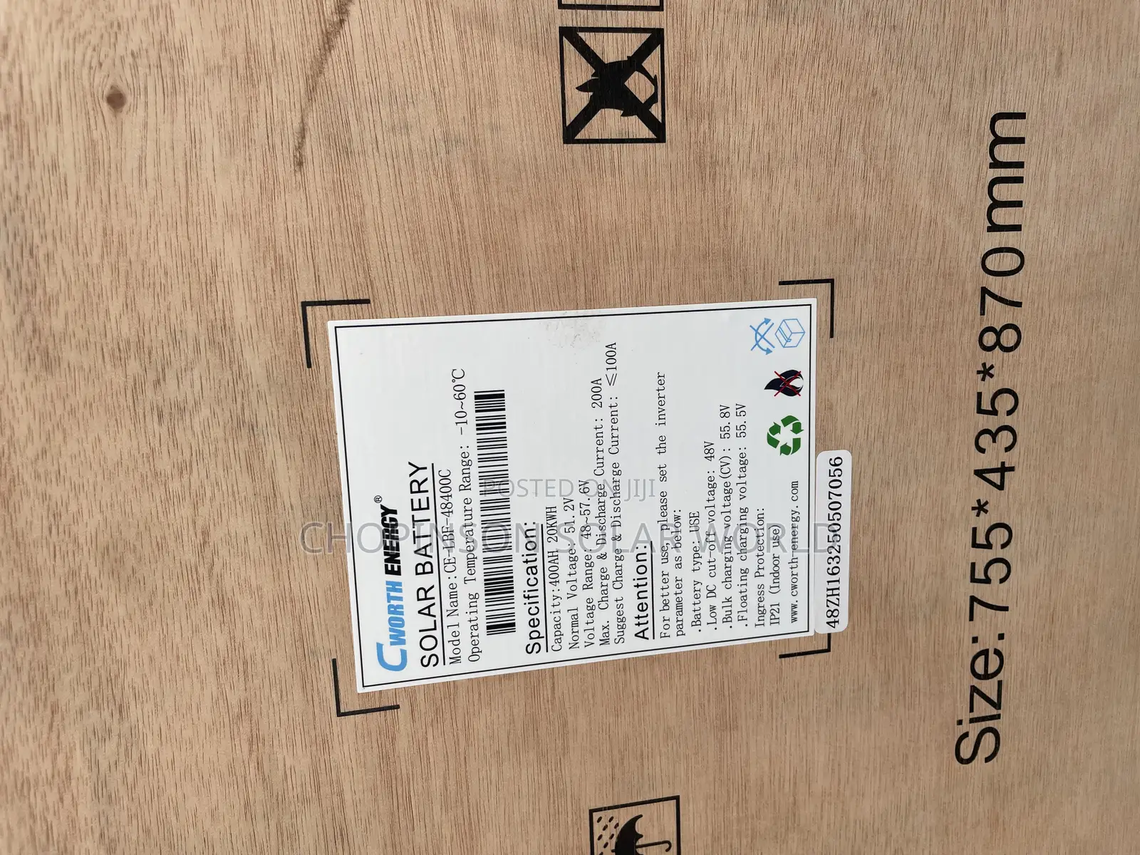 Solar Energy Cworth Lithium Ion Battery 20kwh/51.2votts