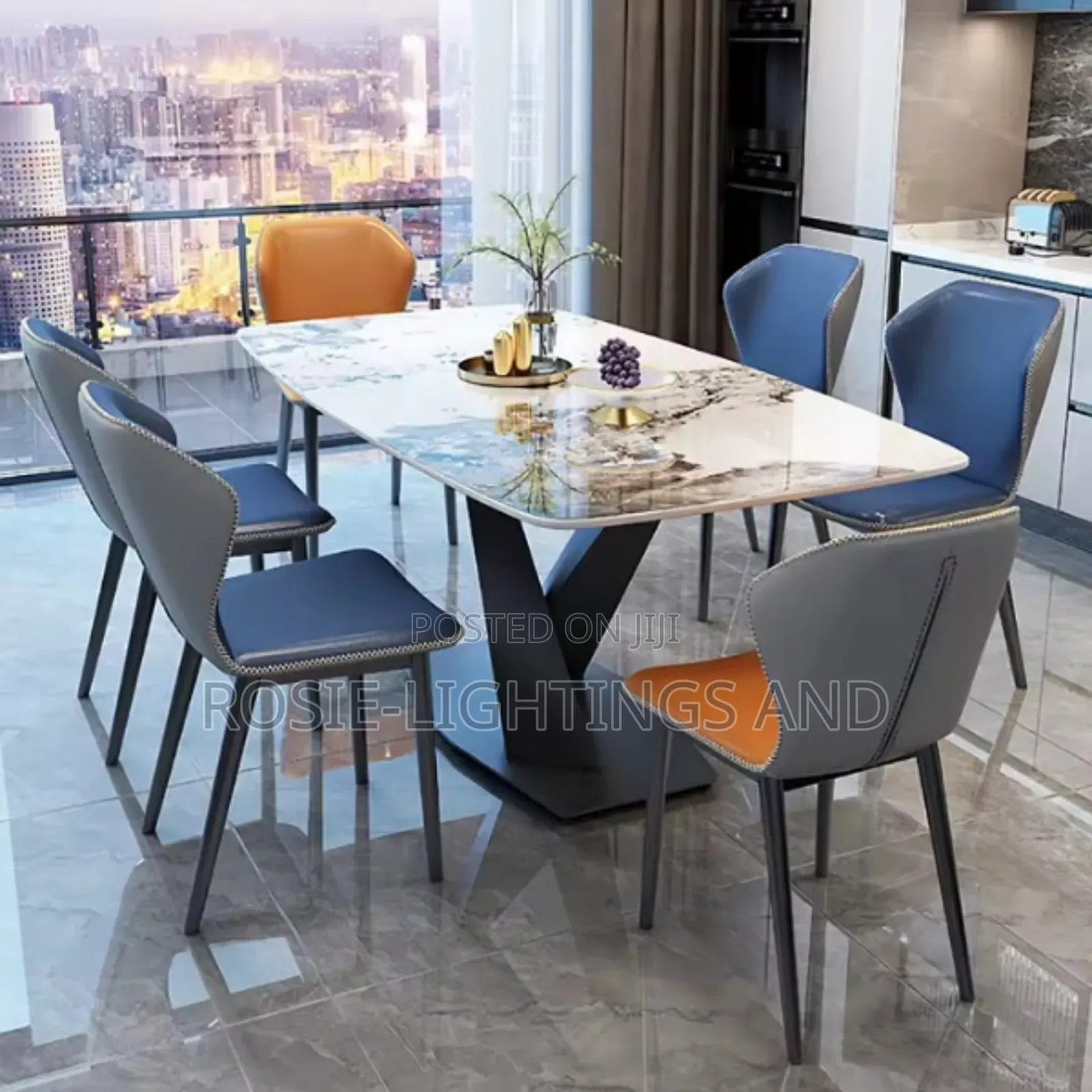 Luxury Nordic Italian Marble Dinning Table Set( by 6)