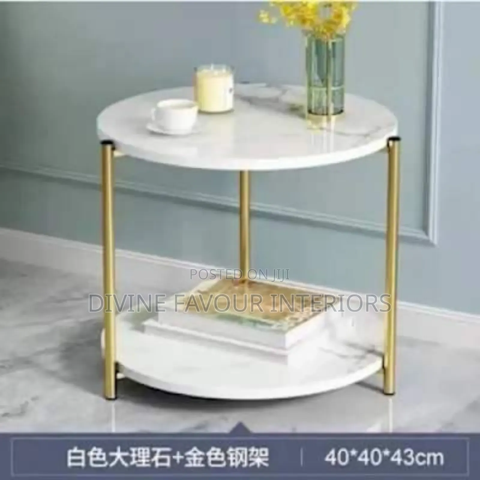 Coffee Table/ Marble Design Side and Center Table - White