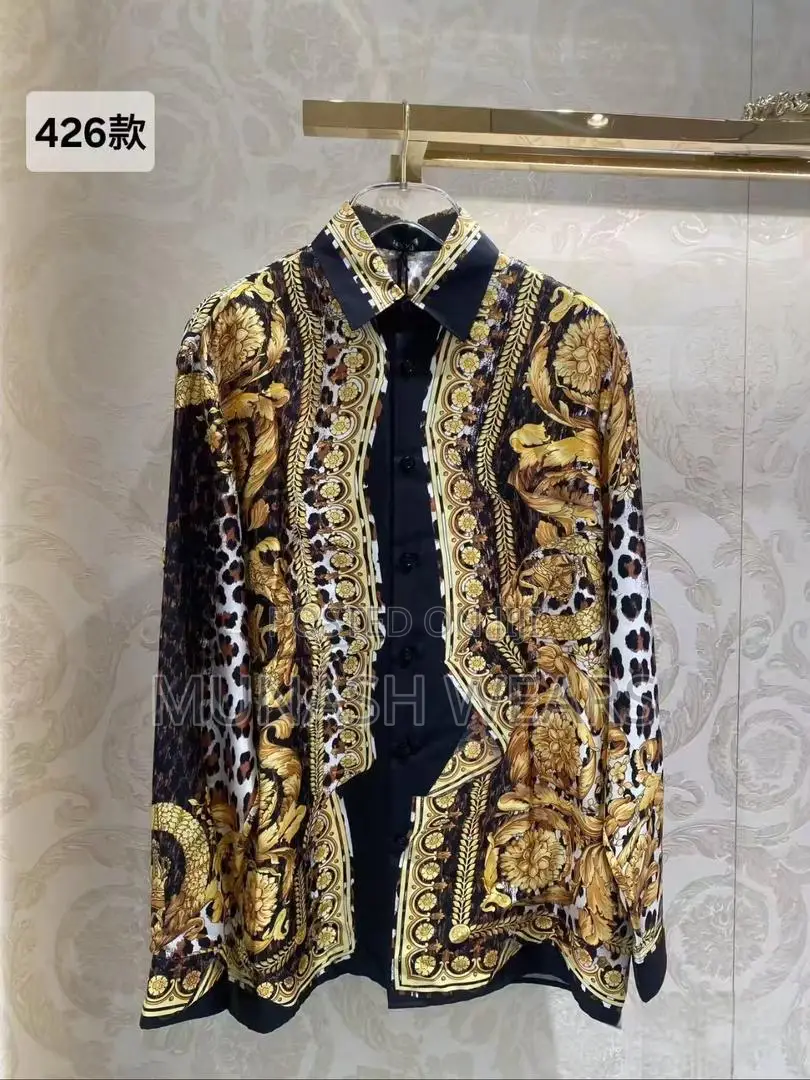 Luxury Versace Shirts for Men Animal Skin Design
