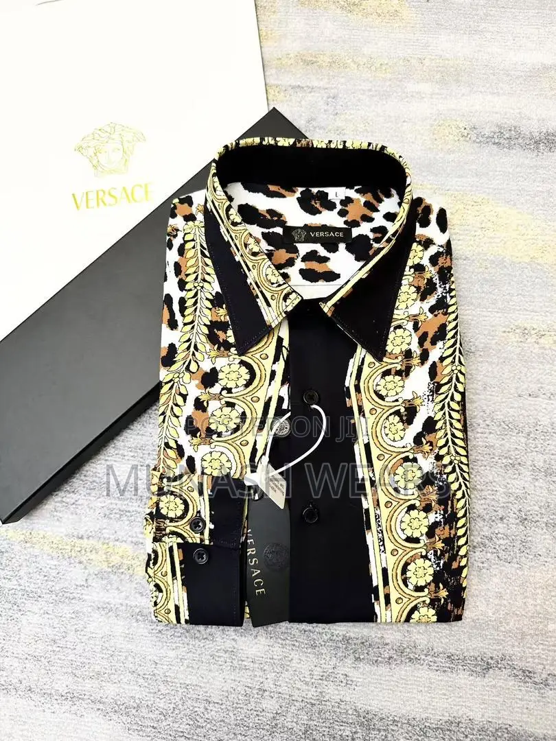 Luxury Versace Shirts for Men Animal Skin Design