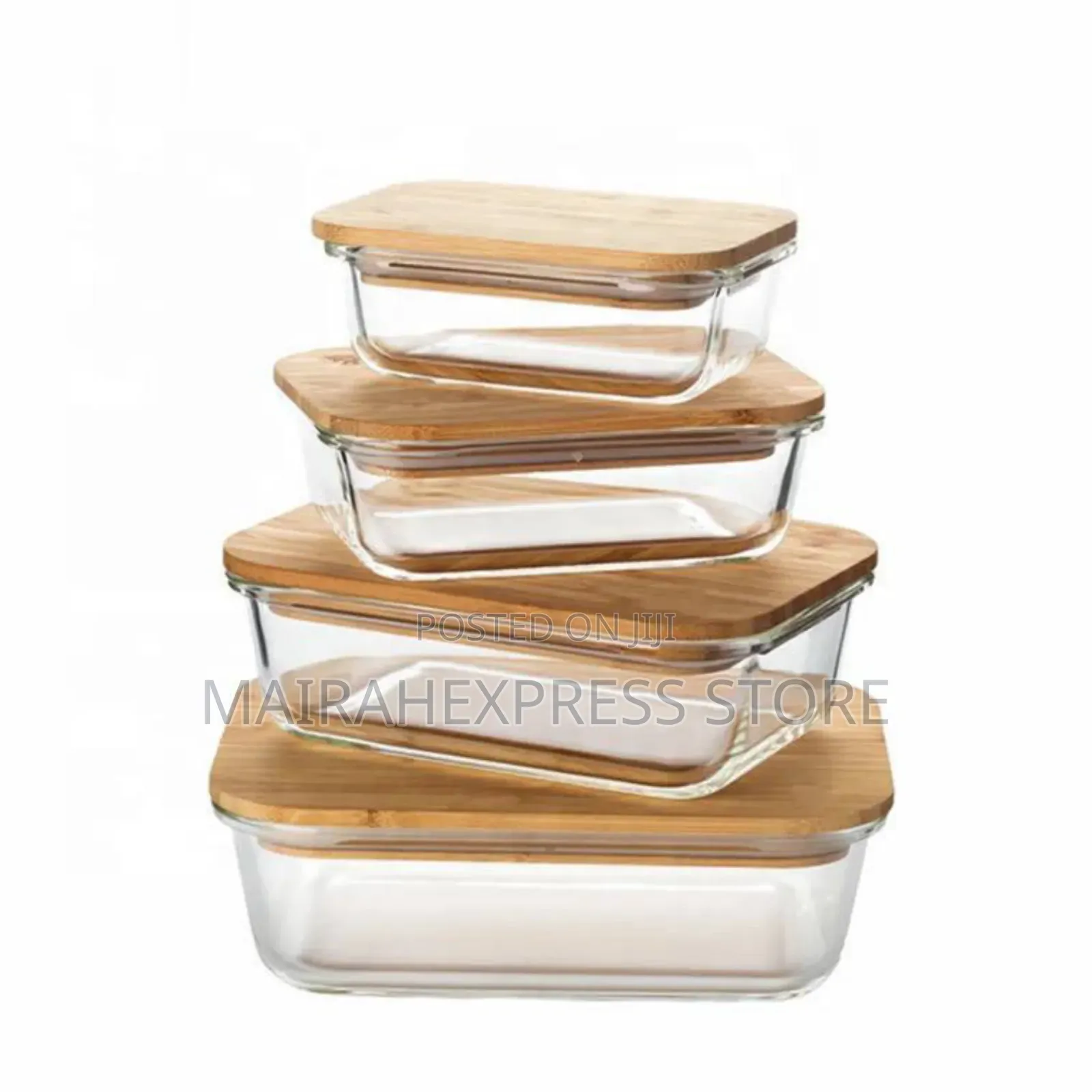 4in1 Lock Fresh Glass Bowl Set With Bamboo Lid