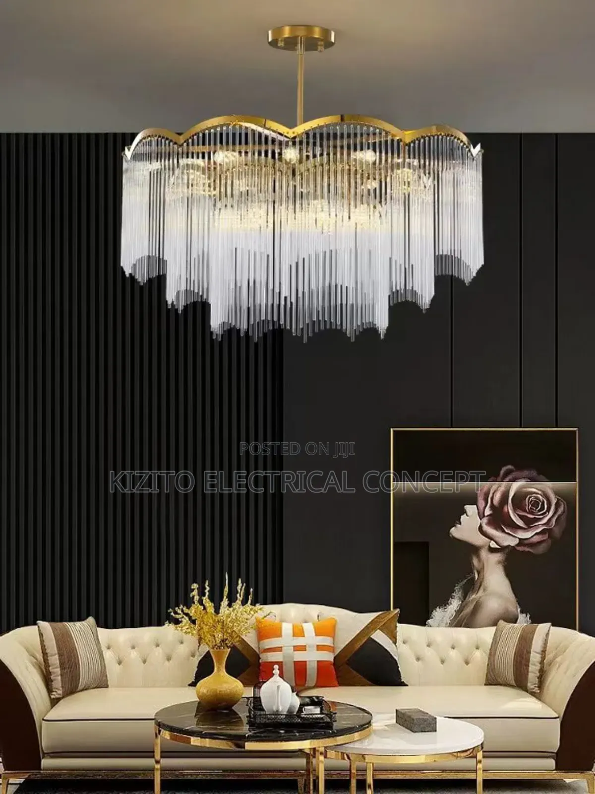 Waving Gold Glass Chandelier (800mm)