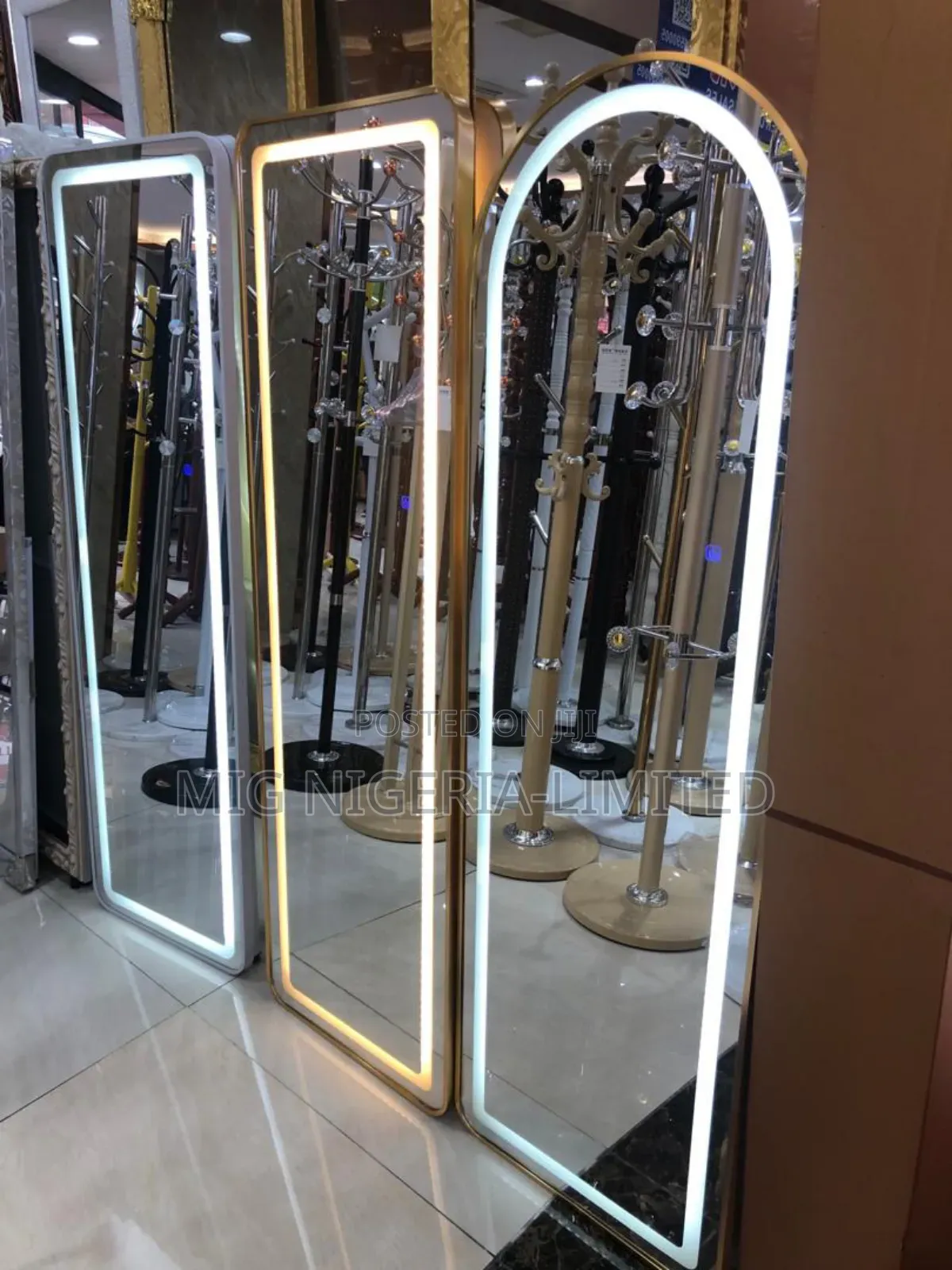 Gold Arch Full Length Mirror With Led Light 50cmx150cm