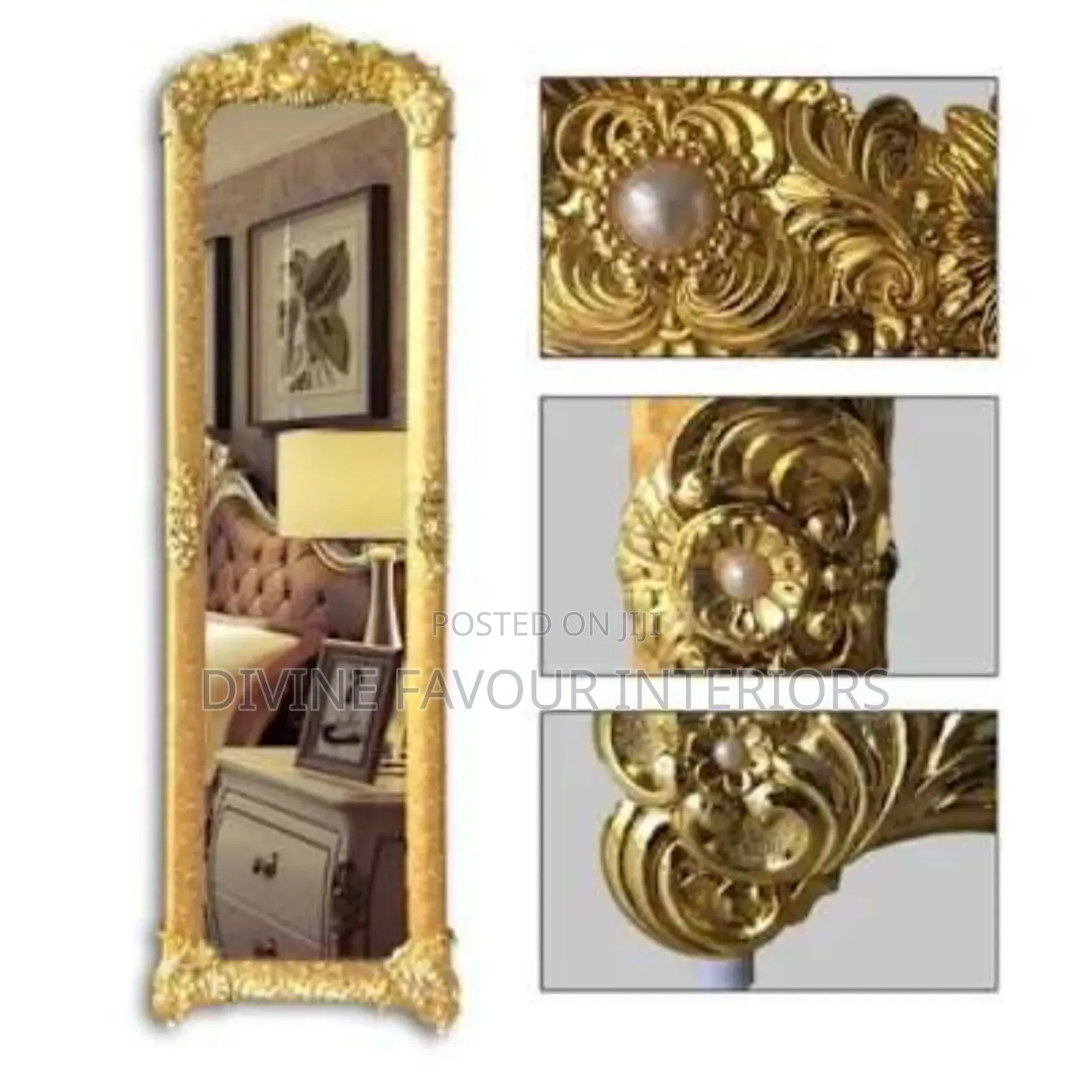 Standing Full Length Mirror - Gold