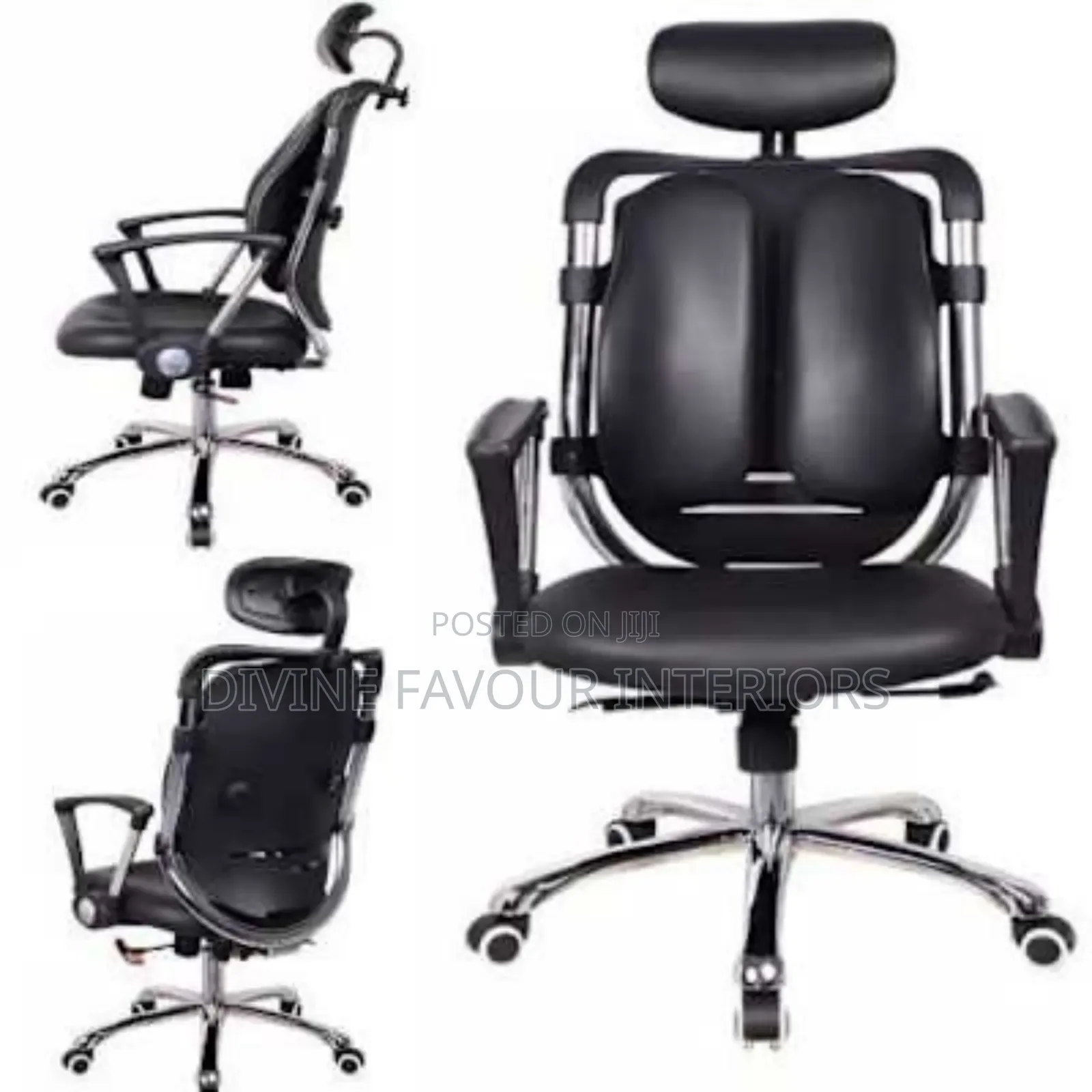 Kidney Leather Chair With Headrest
