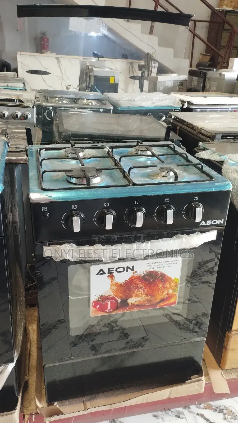 Aeon 60x60 4g Black Hob-Black Standing Gas Cooker Agc6040