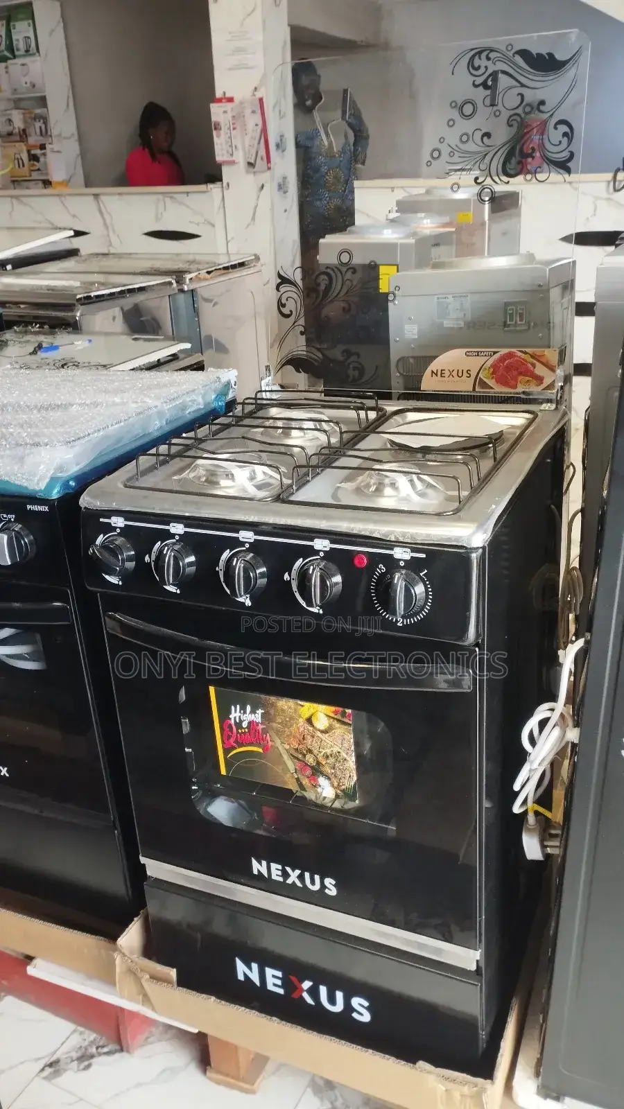 Nexus 3gas 1electric Cooker Black GCCR-Nx-5055b