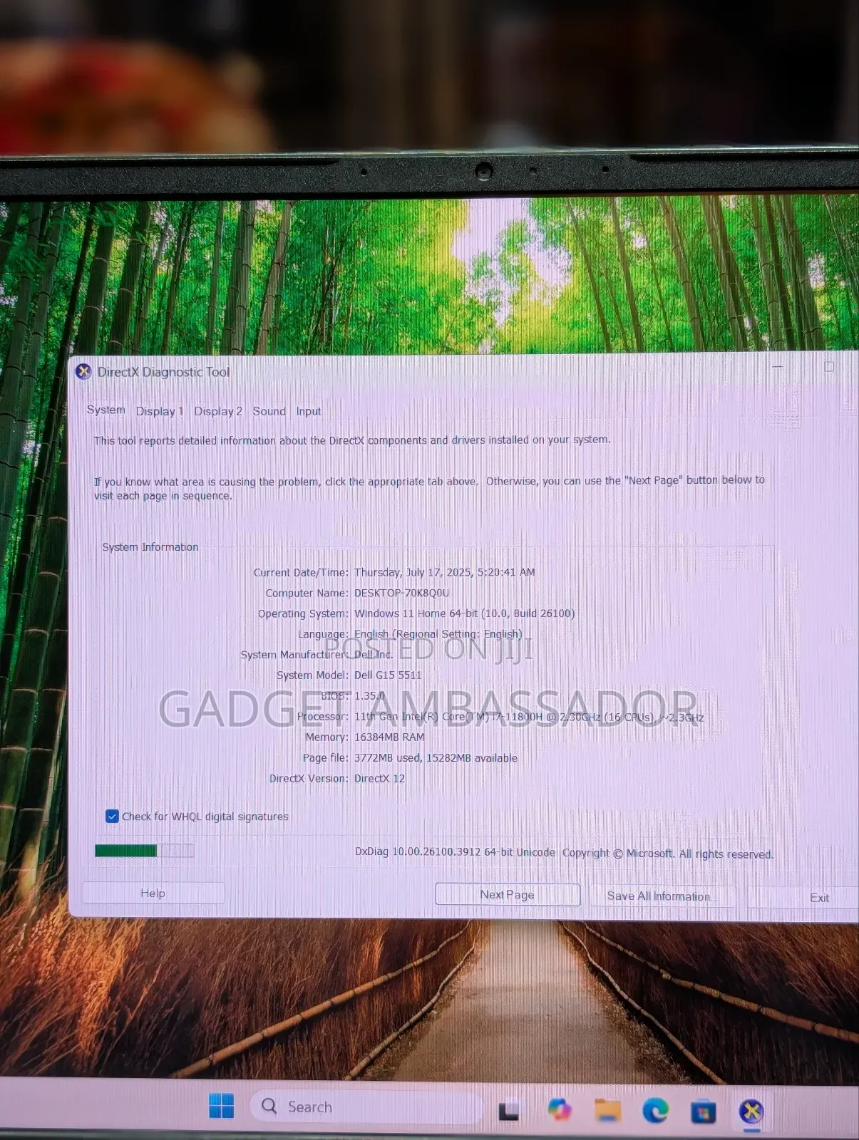Laptop Dell G15 5511 16GB Intel Core i7 SSD 512GB