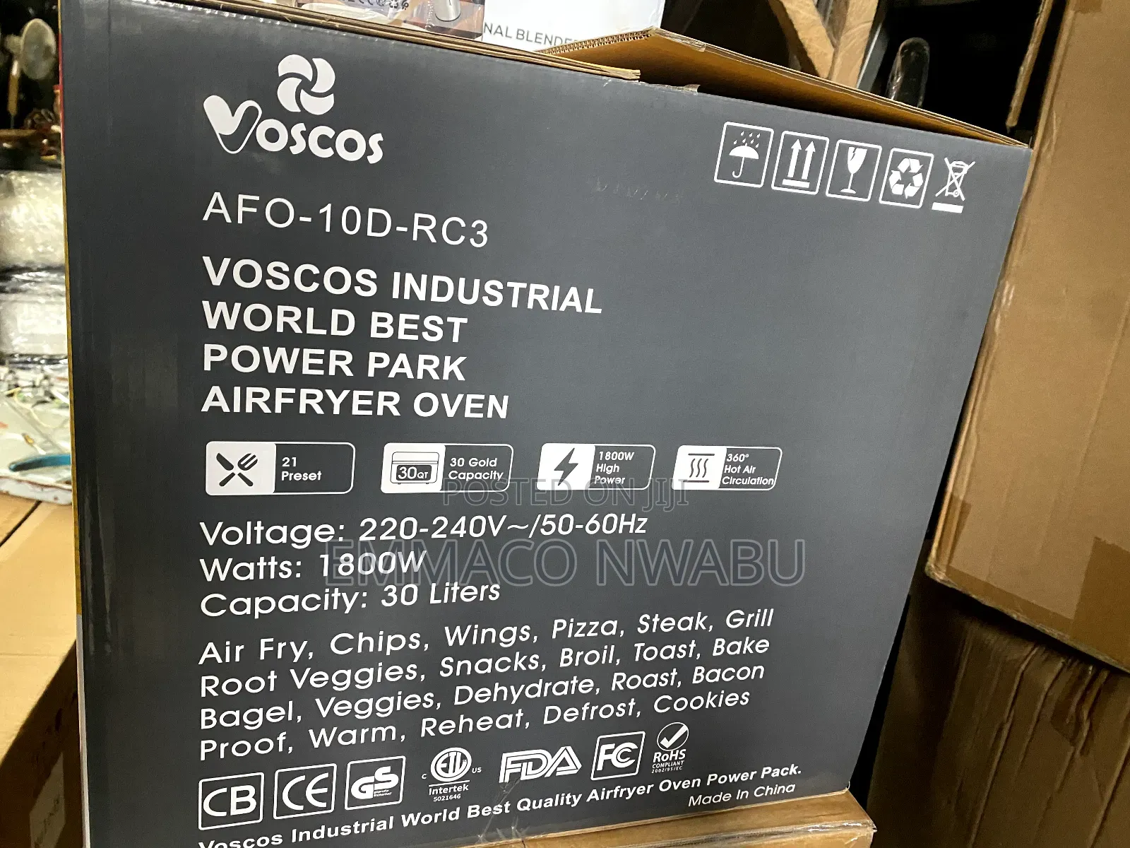 Voscos Air Fryer Oven 1800w.