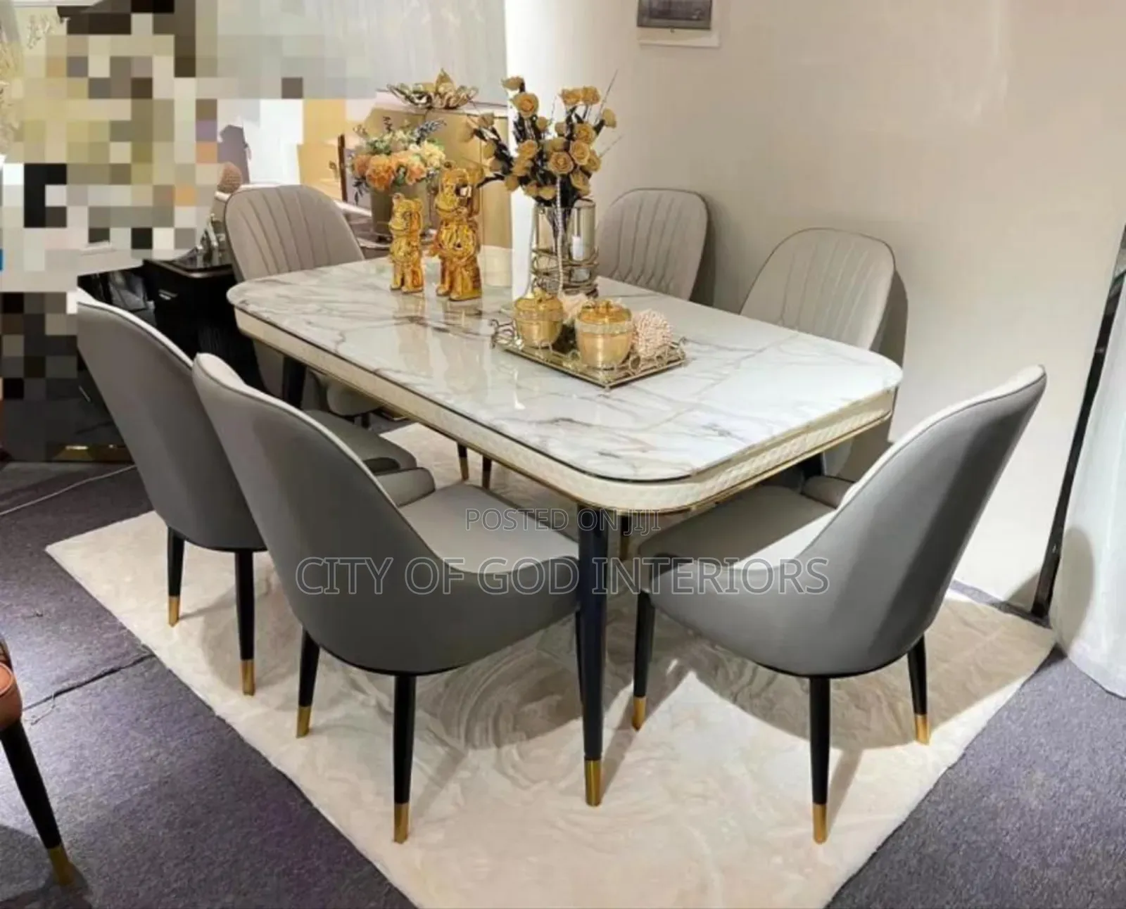 Exclusive Imported Dining Table Set With Marble Top by 6
