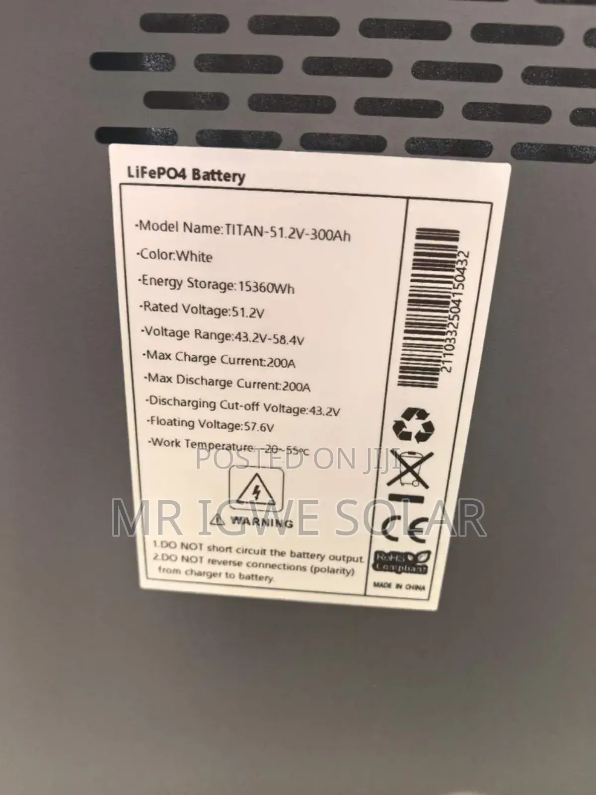 Titan 15kwh Lithium Iron Battery