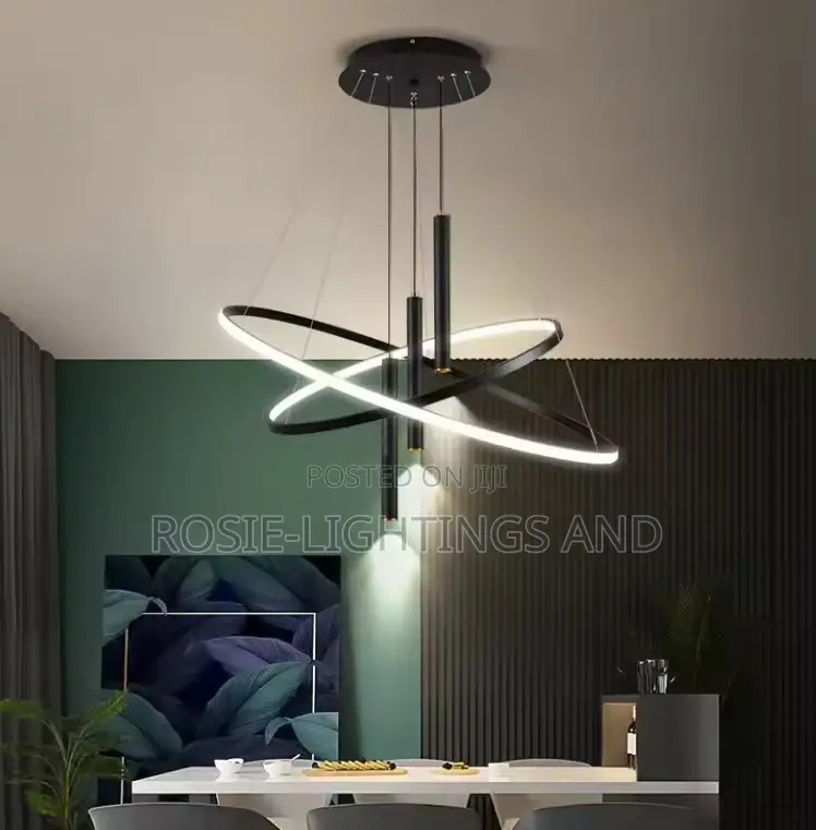 Modern Led Chandelier With Spotlight (Black)