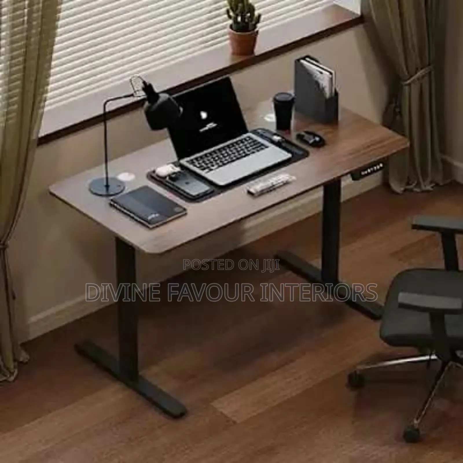 Modern Adjustable Electric Desk - Walnut Top -1.2mtr