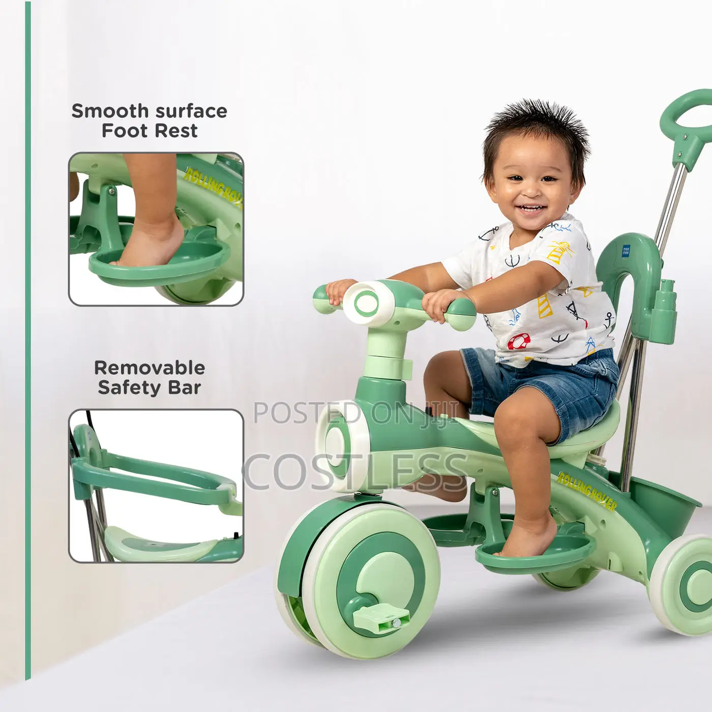 Baby Tricycle With Adjustable Parental Push Handle
