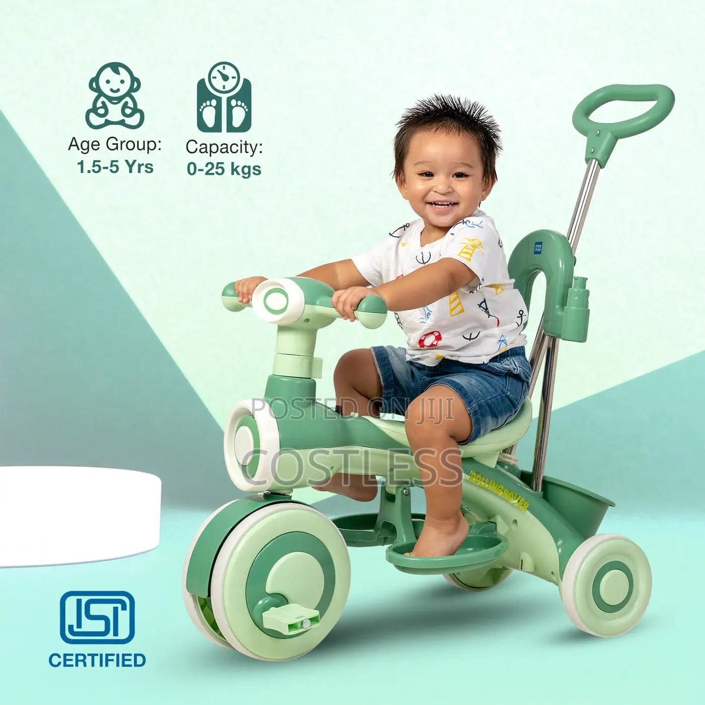 Baby Tricycle With Adjustable Parental Push Handle