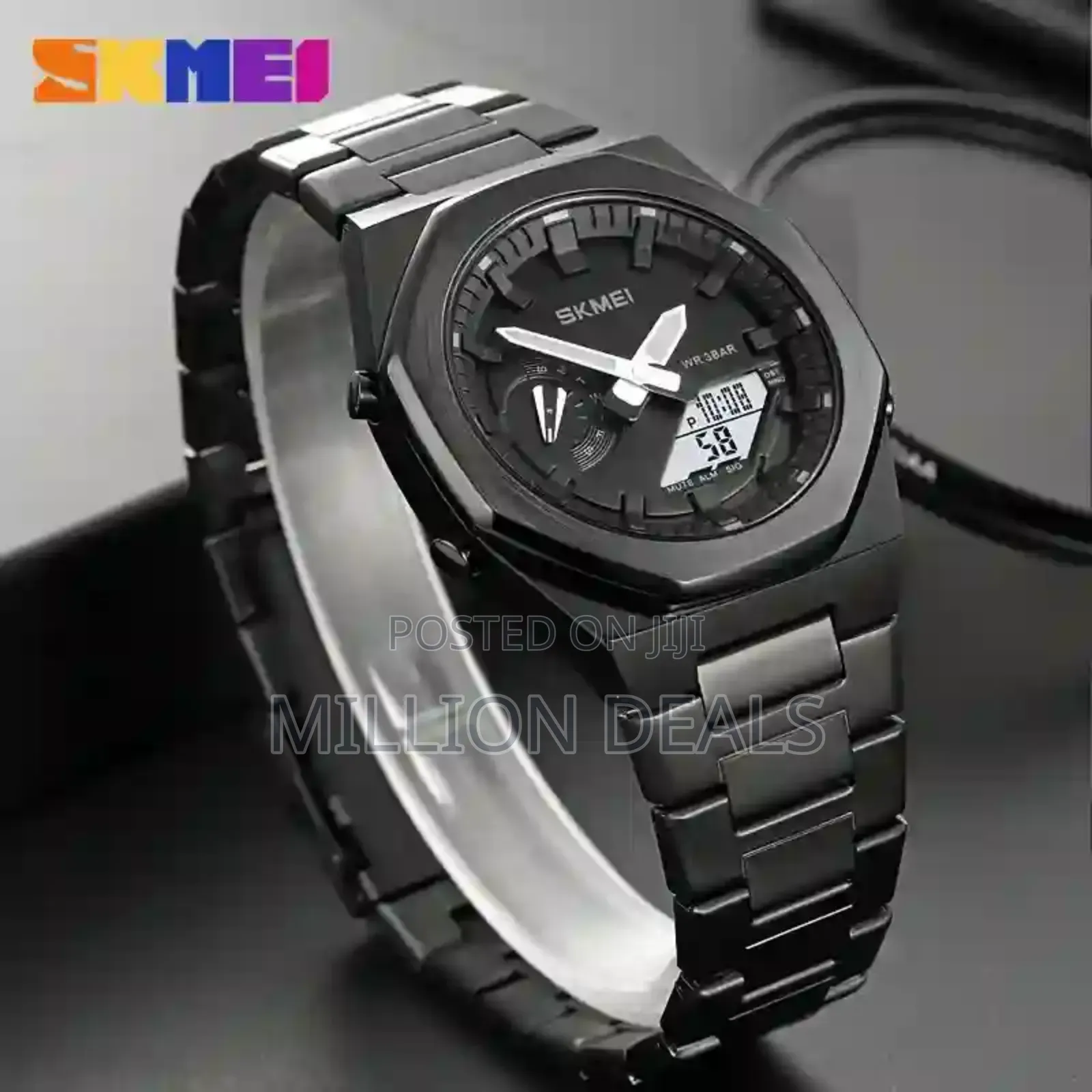 Dual-Display Digital Analog Men's Wrist Watch Black