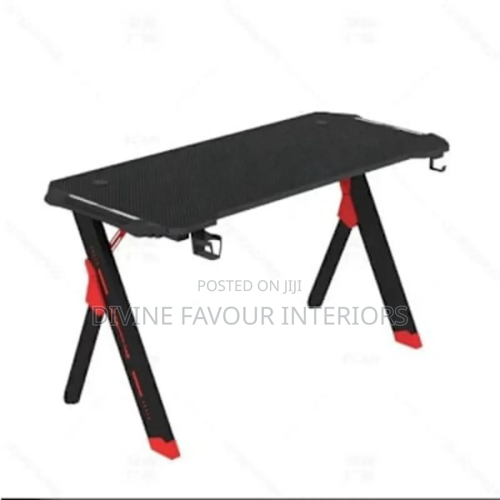 Modern Y Leg Shaped RGB Led Lights Gaming Table 1.2m- Black