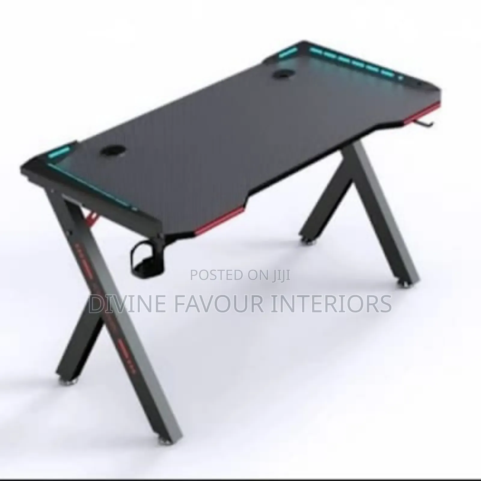 Gaming Office Desk With Led Lights - Y- Leg - 1.2m - Black