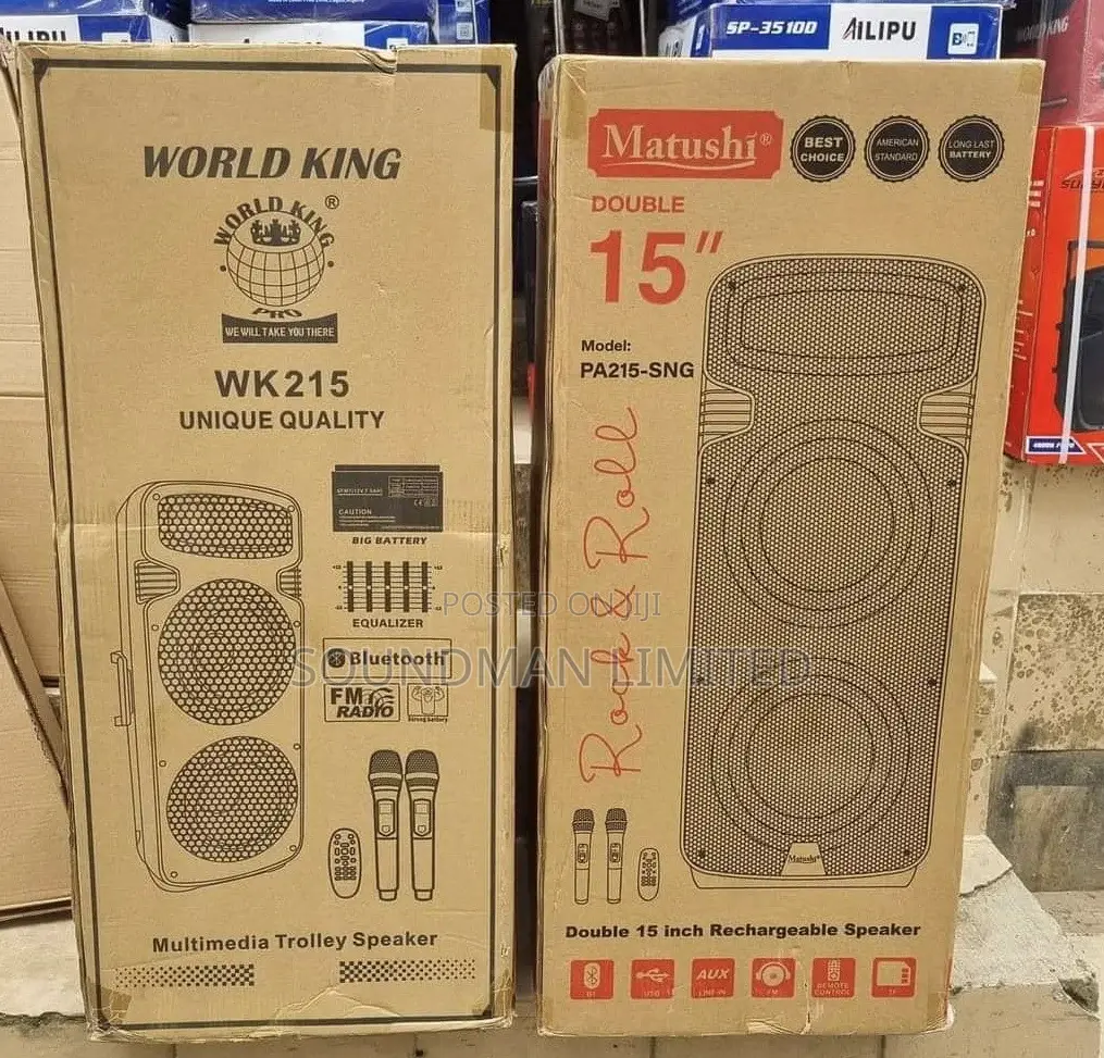 Matushi Double 15” Speaker Public Address Pa System With Microphones
