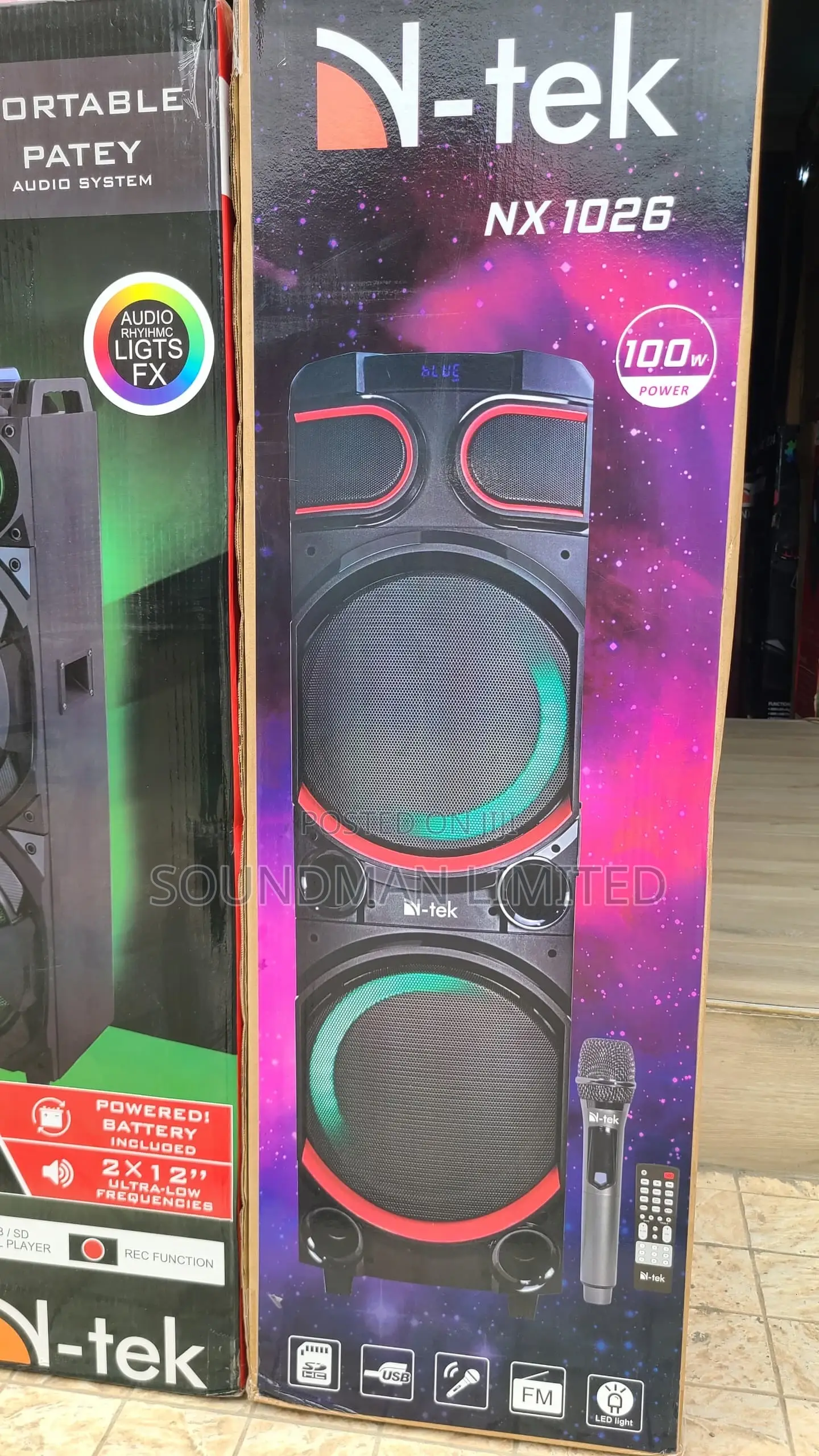 N-Tek 15” Double Public Address System Loud Party Speaker