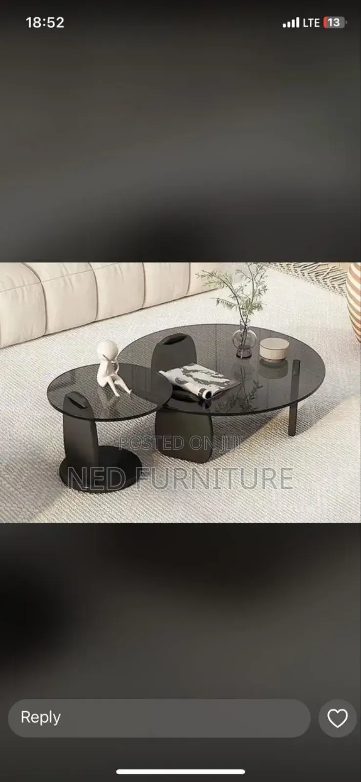 2 In 1 Tempered Glass Center Table