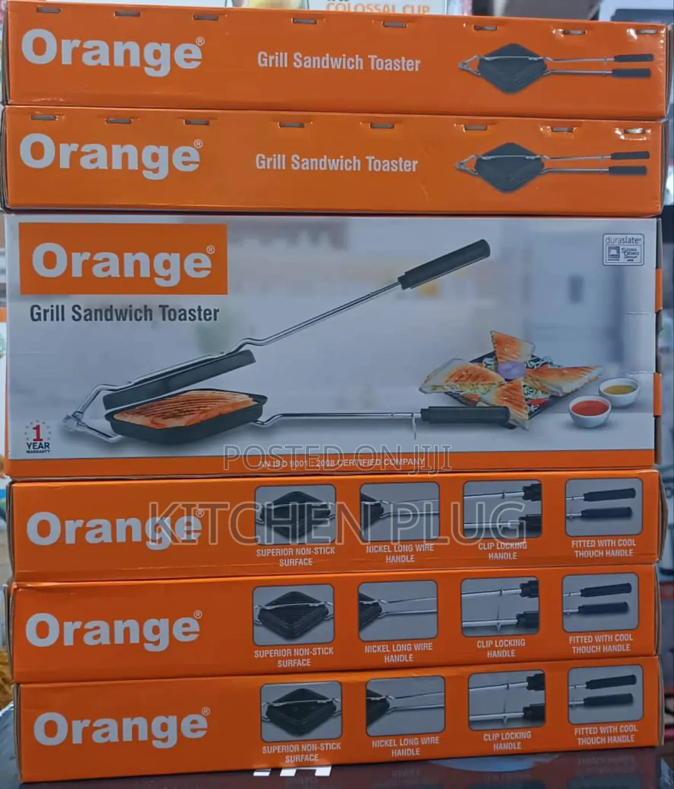 Aluminium Orange Grill Sandwich Toaster,