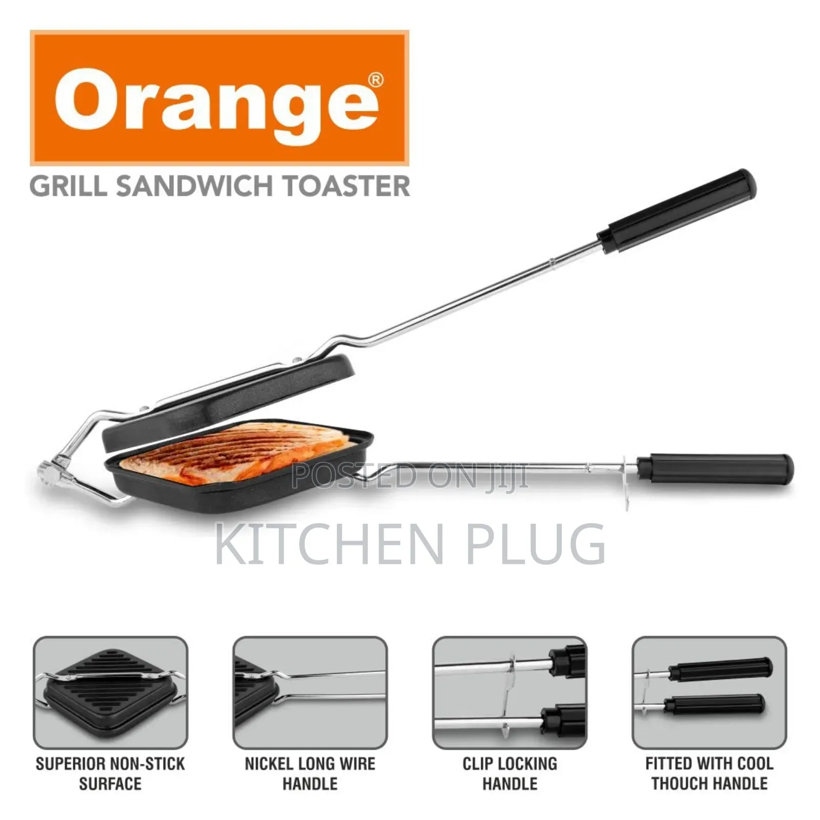 Aluminium Orange Grill Sandwich Toaster,