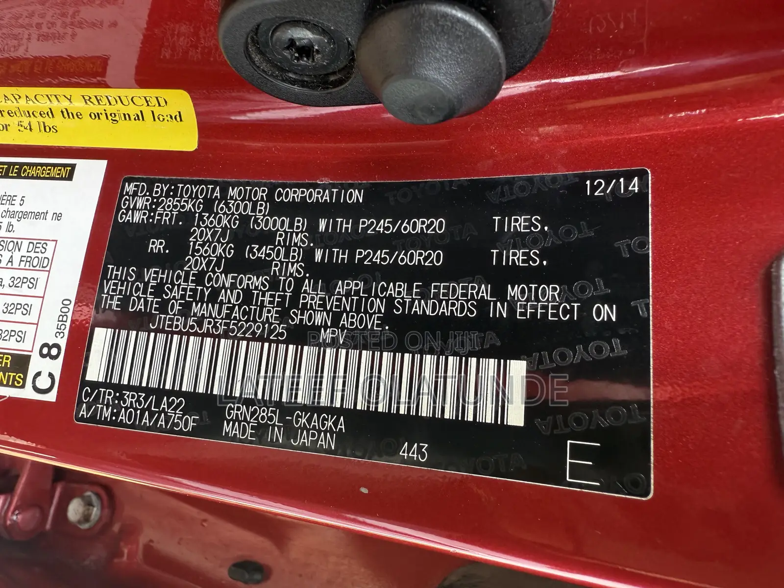 Toyota 4-Runner Limited 4dr SUV 4WD (4.0L 6cyl 5A) 2015 Red