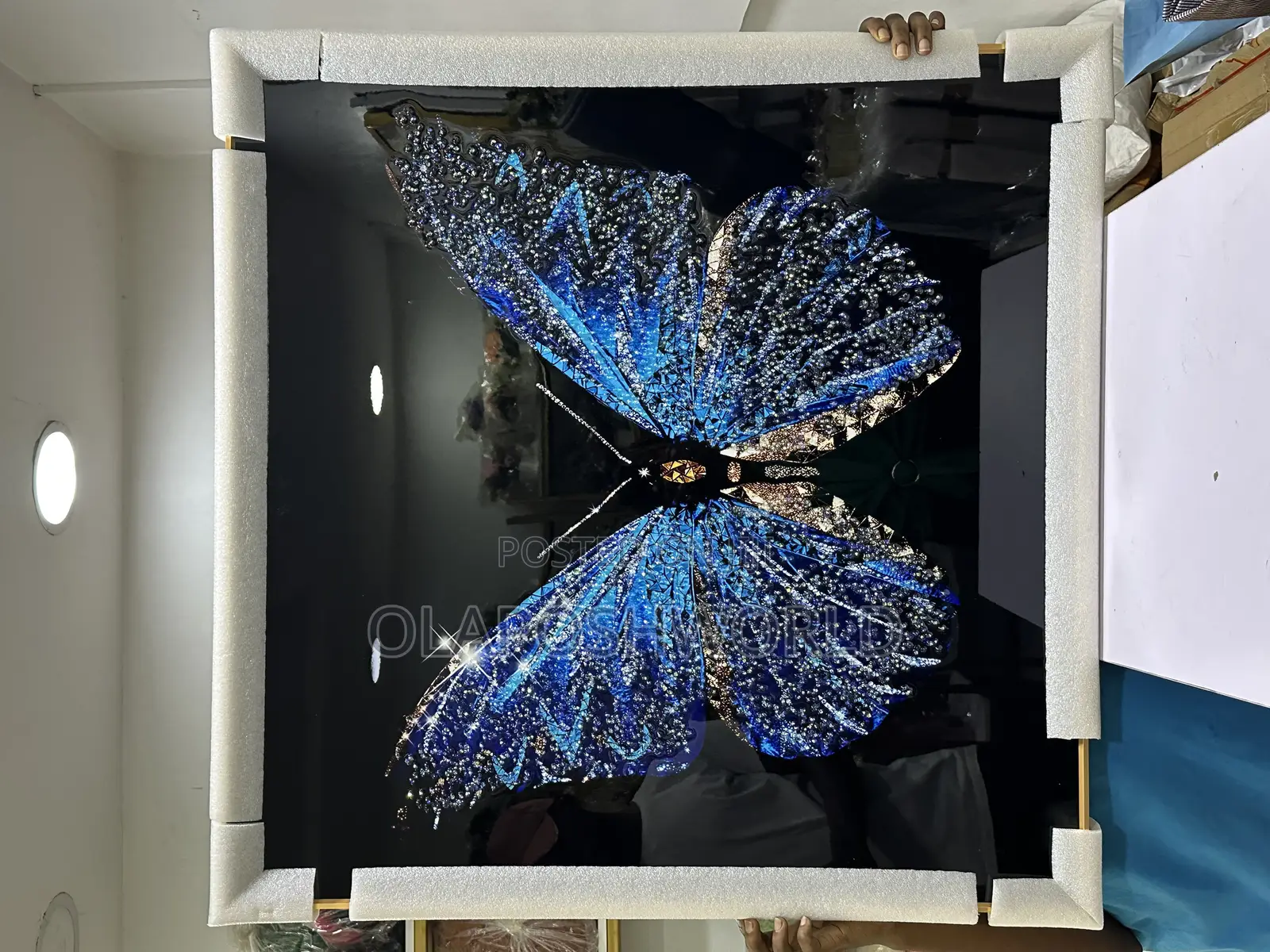 Blue Butterfly Acrylic Stoned Art 90*90cm
