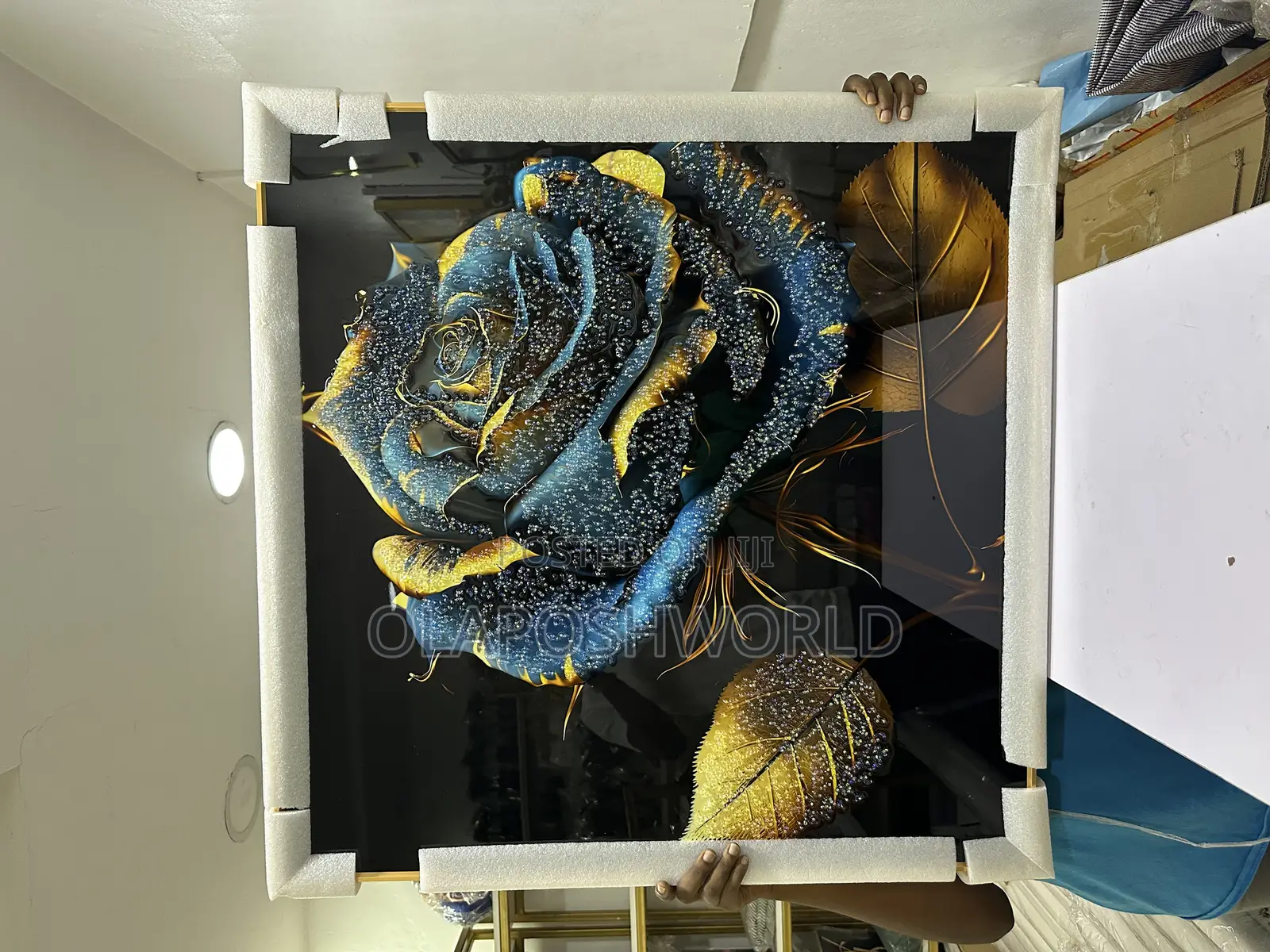 Blue Rose Acrylic Stoned Art 90*90cm