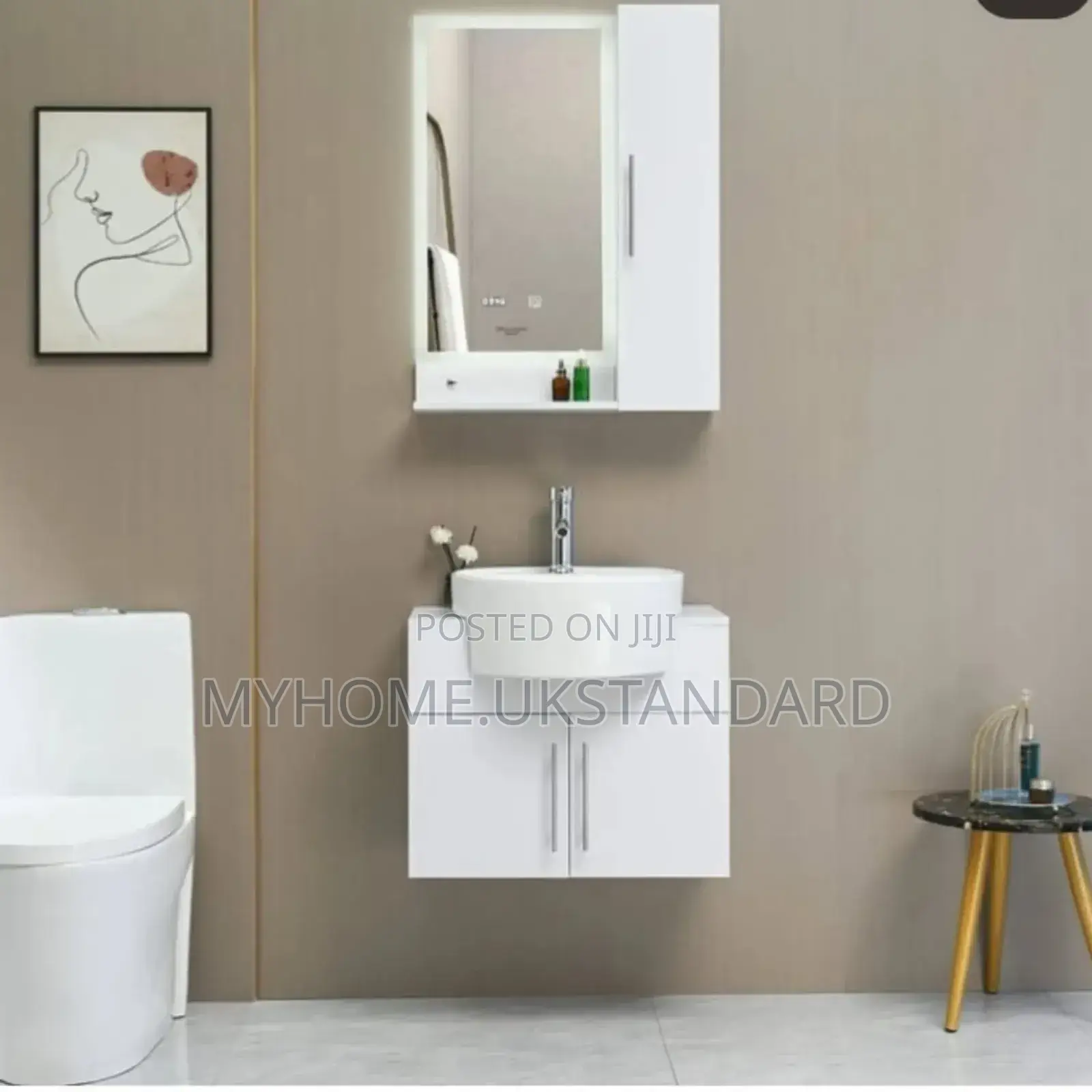 Mini Toilet Cabinet With Mirror and Shelves