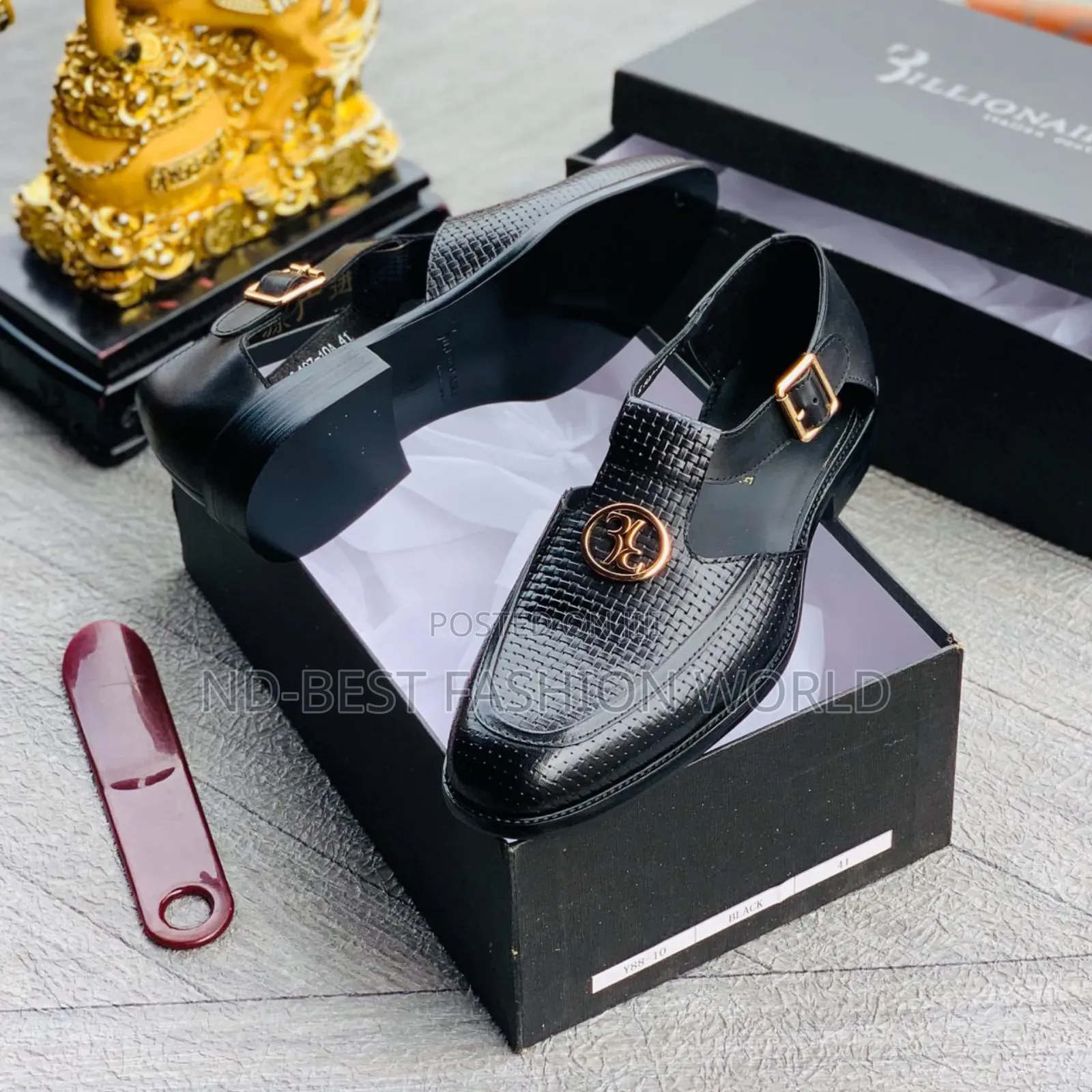 Black Billionaire Leather Sandals