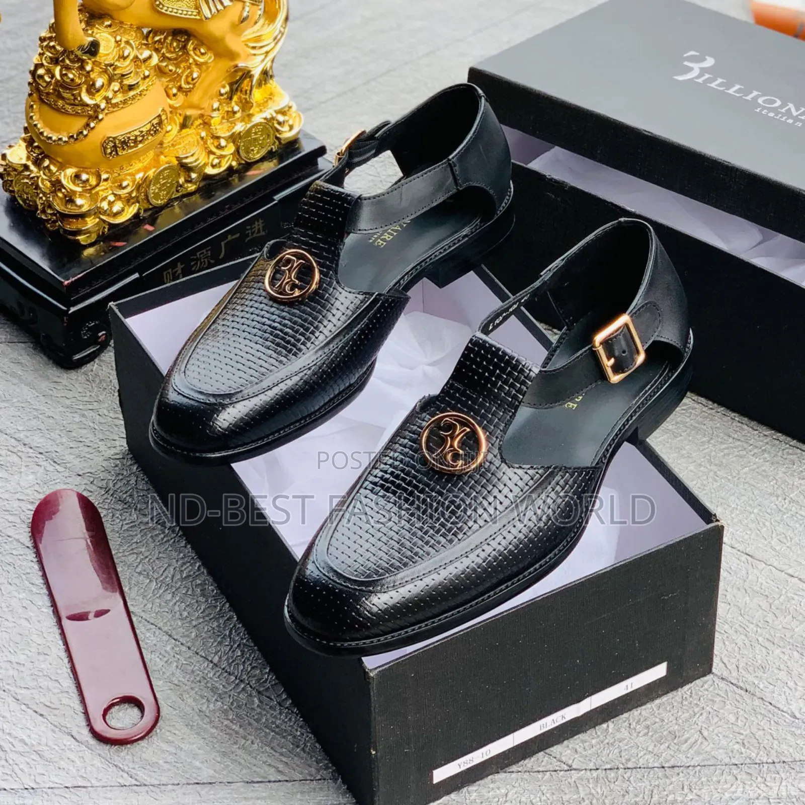 Black Billionaire Leather Sandals