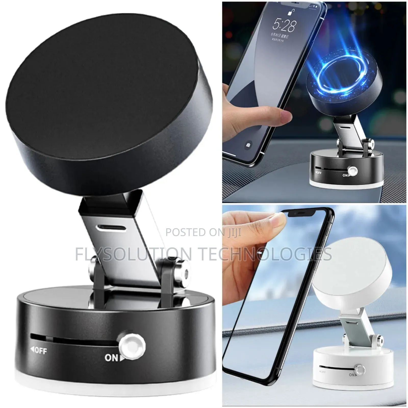 Vacuum Suction Phone Holder for Cars Desks | A2 - Black