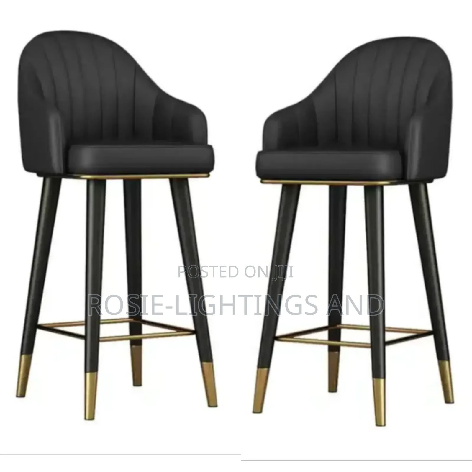 4leg 360 Degree Rotating Bar Stool- Black(Set of 2)