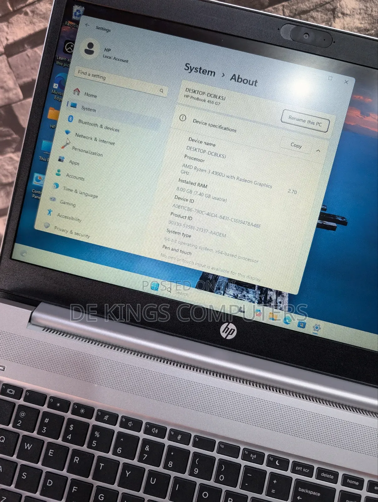 Laptop HP 8GB AMD Ryzen 3 SSD 256GB
